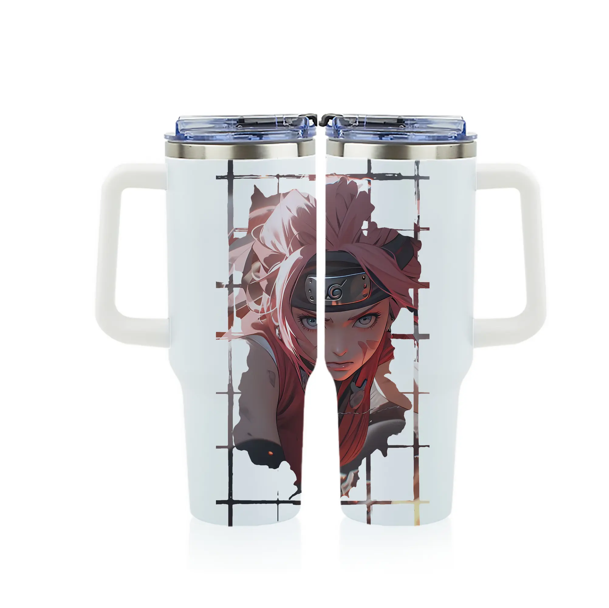 ナルト グッズ はるの さくら - 1200mL フルプリント車用タンブラー ・ 304ステンレス 内側 ・ 201ステンレス 外側 ・ 保温 保冷 ・ 通勤 ドライブ アウトドア用