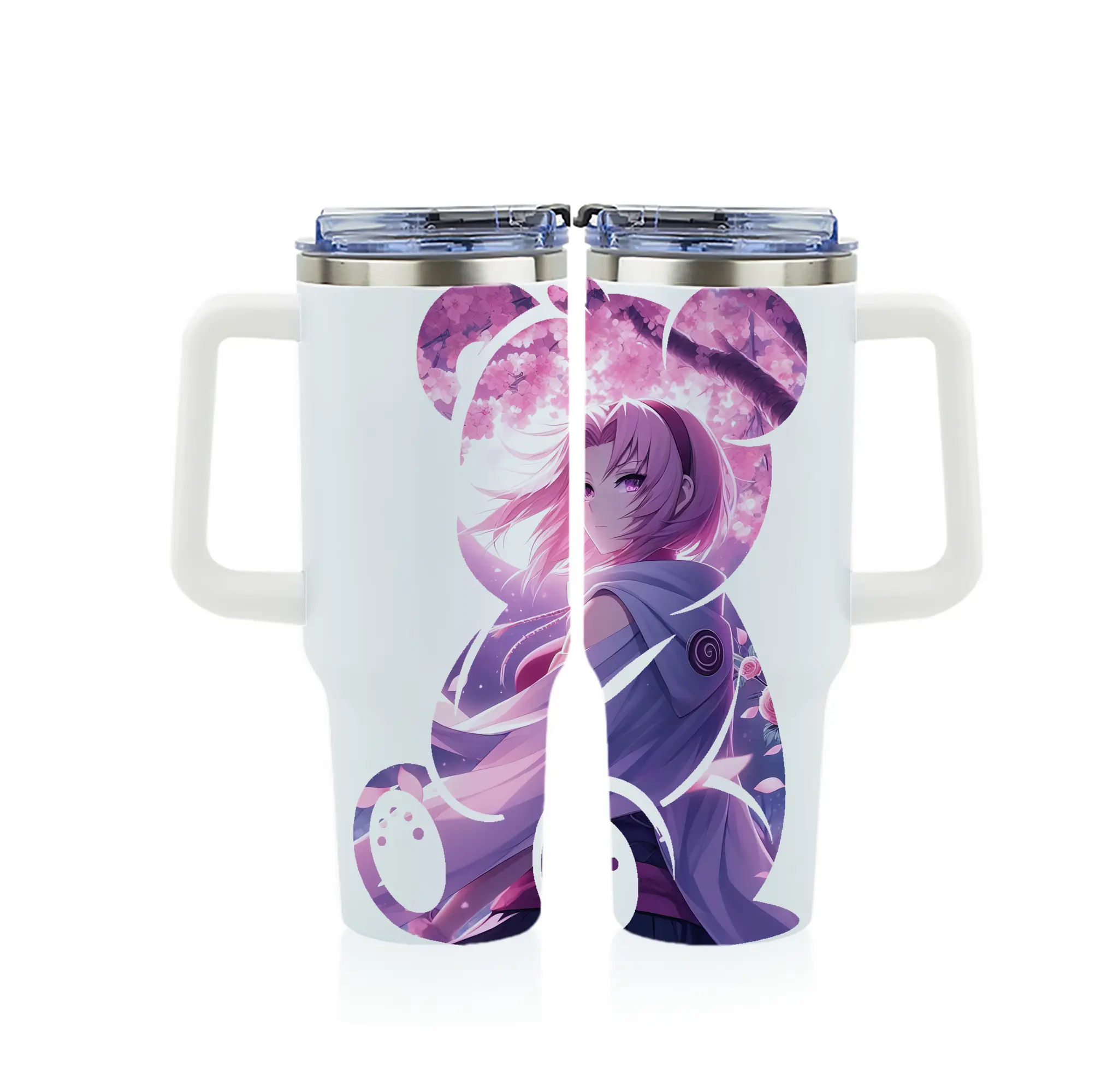 ナルト グッズ はるの さくら - 1200mL フルプリント車用タンブラー ・ 304ステンレス 内側 ・ 201ステンレス 外側 ・ 保温 保冷 ・ 通勤 ドライブ アウトドア用