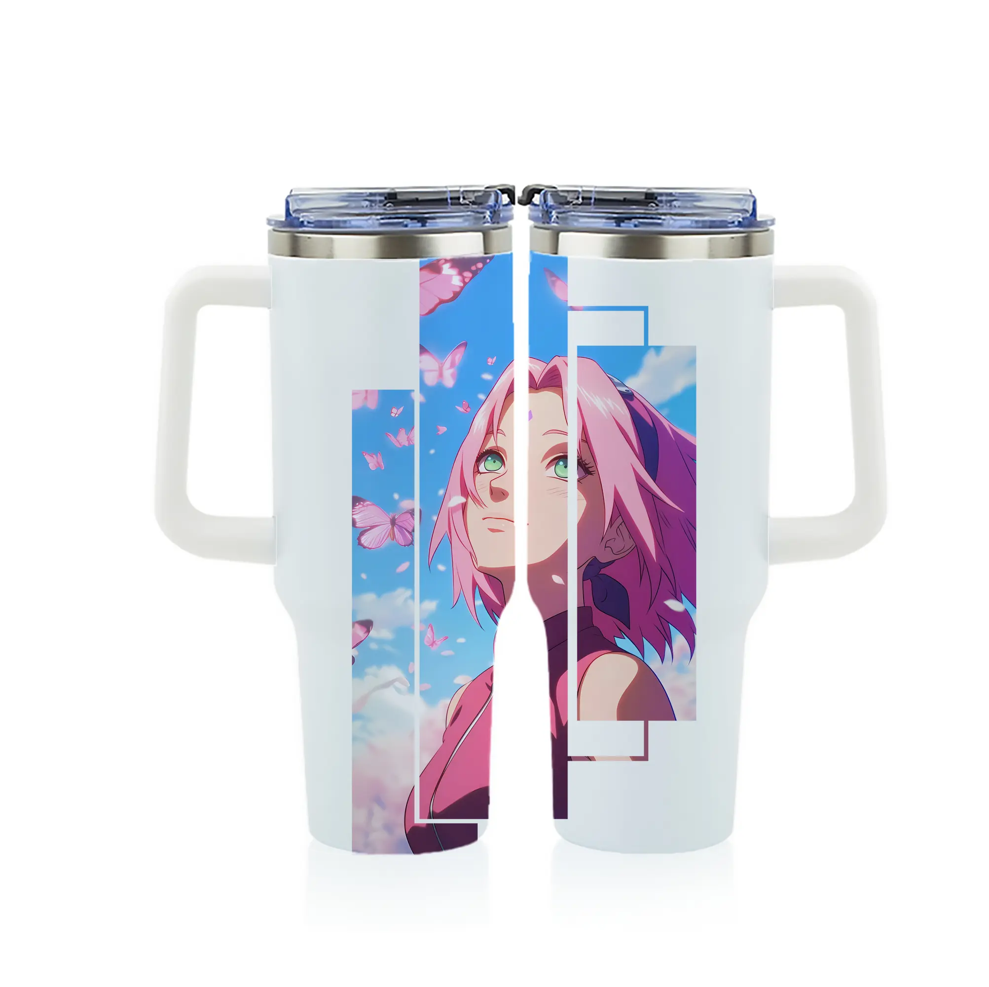 ナルト グッズ はるの さくら - 1200mL フルプリント車用タンブラー ・ 304ステンレス 内側 ・ 201ステンレス 外側 ・ 保温 保冷 ・ 通勤 ドライブ アウトドア用