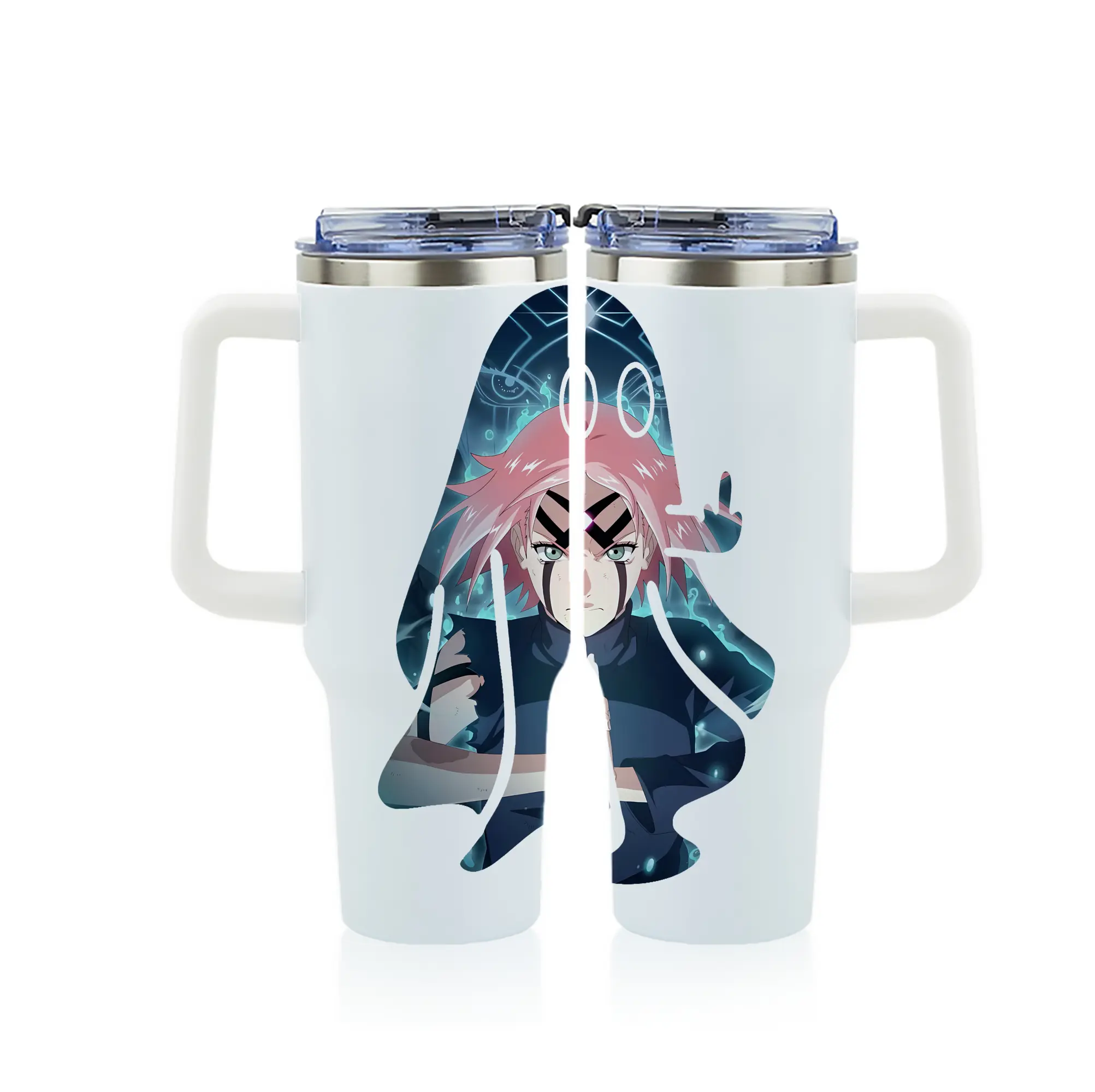 ナルト グッズ はるの さくら - 1200mL フルプリント車用タンブラー ・ 304ステンレス 内側 ・ 201ステンレス 外側 ・ 保温 保冷 ・ 通勤 ドライブ アウトドア用