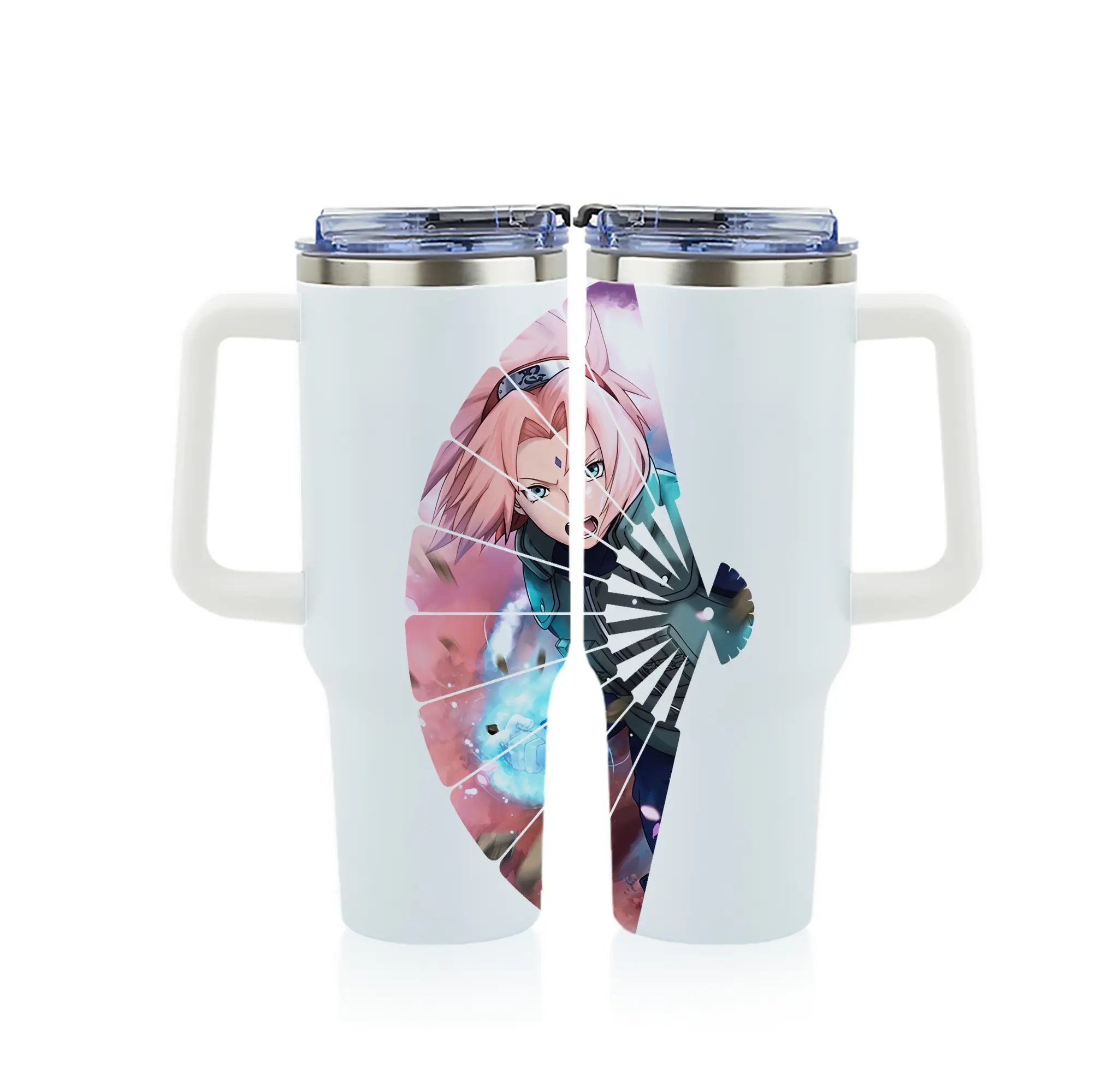 ナルト グッズ はるの さくら - 1200mL フルプリント車用タンブラー ・ 304ステンレス 内側 ・ 201ステンレス 外側 ・ 保温 保冷 ・ 通勤 ドライブ アウトドア用