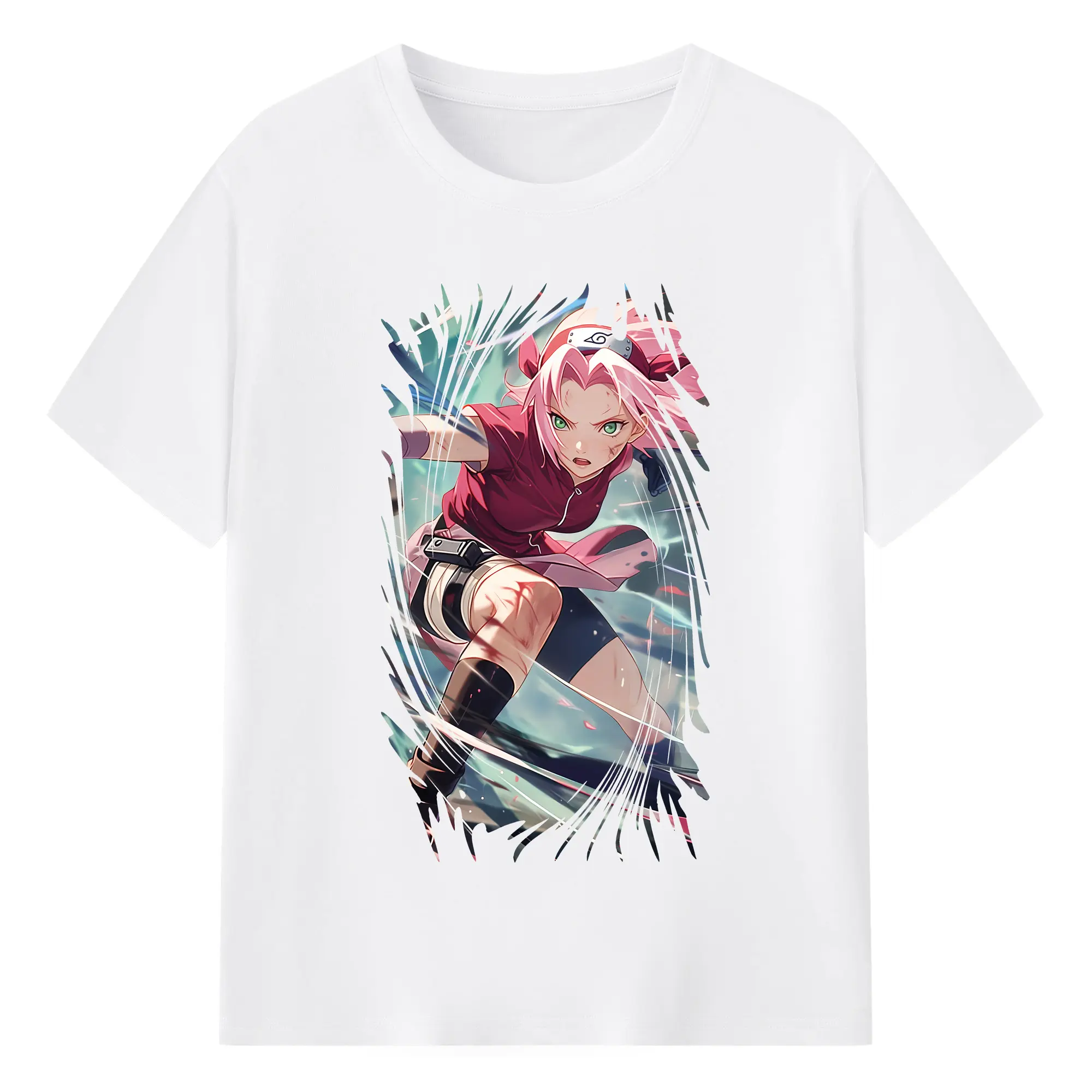 ナルト グッズ はるの さくら - 綿100％ 半袖Tシャツ ・ フロントプリント ・ 快適 通気性 ・ 日常使い 散歩 スポーツ用