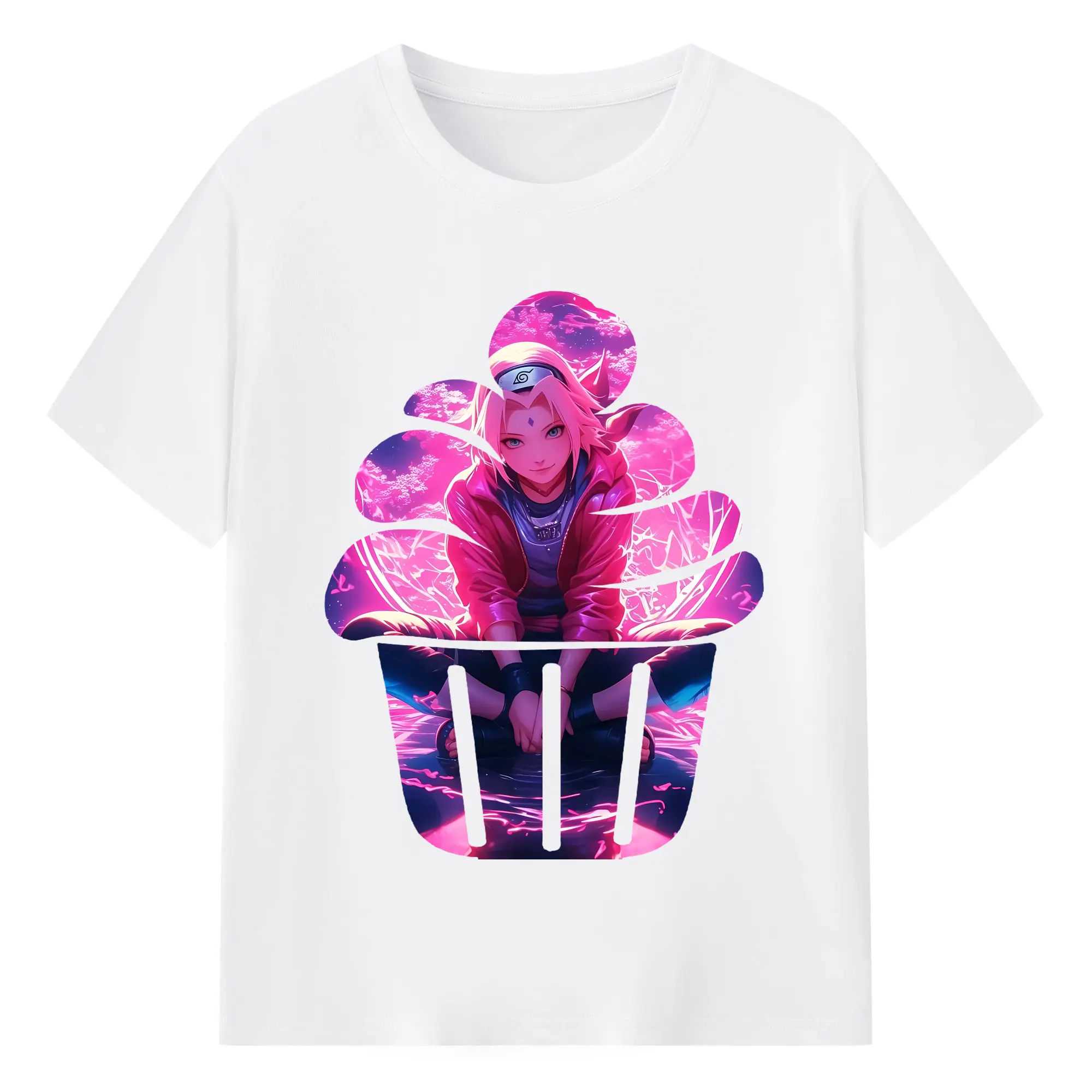 ナルト グッズ はるの さくら - 綿100％ 半袖Tシャツ ・ フロントプリント ・ 快適 通気性 ・ 日常使い 散歩 スポーツ用