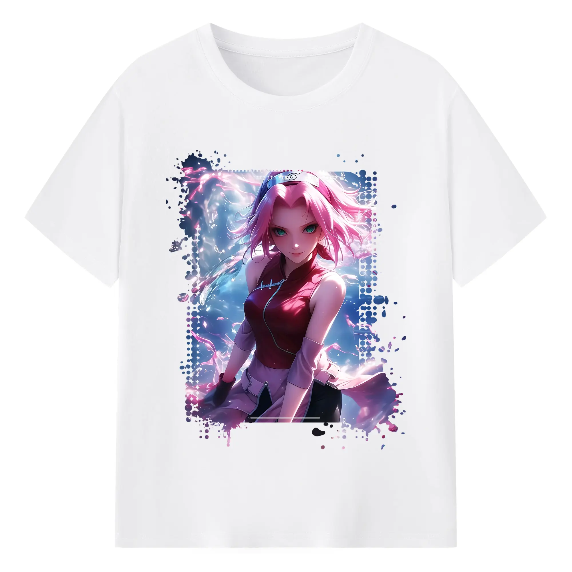 ナルト グッズ はるの さくら - 綿100％ 半袖Tシャツ ・ フロントプリント ・ 快適 通気性 ・ 日常使い 散歩 スポーツ用