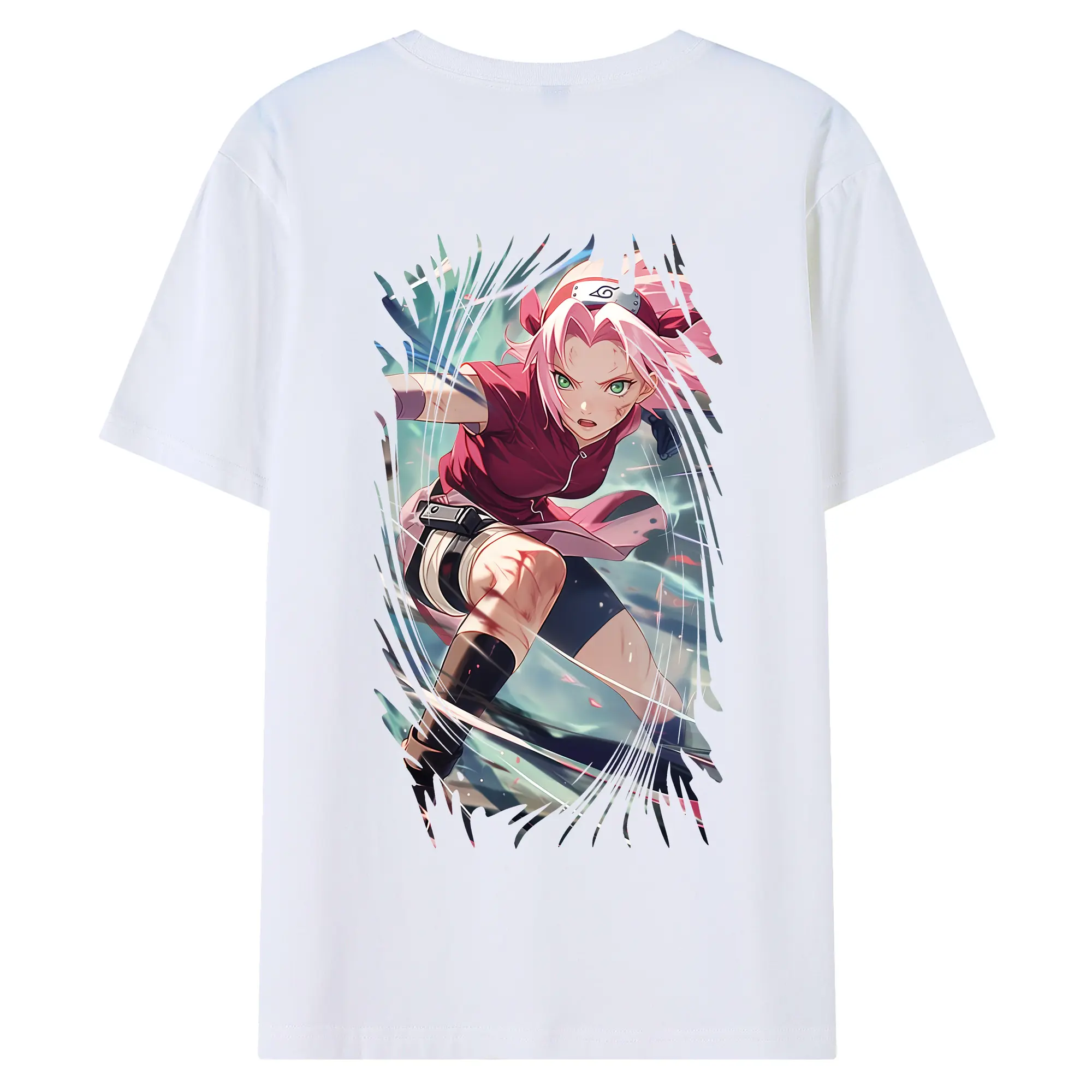 ナルト グッズ はるの さくら - 綿100％ 半袖Tシャツ ・ バックプリント ・ 快適 通気性 ・ 日常使い 散歩 スポーツ用