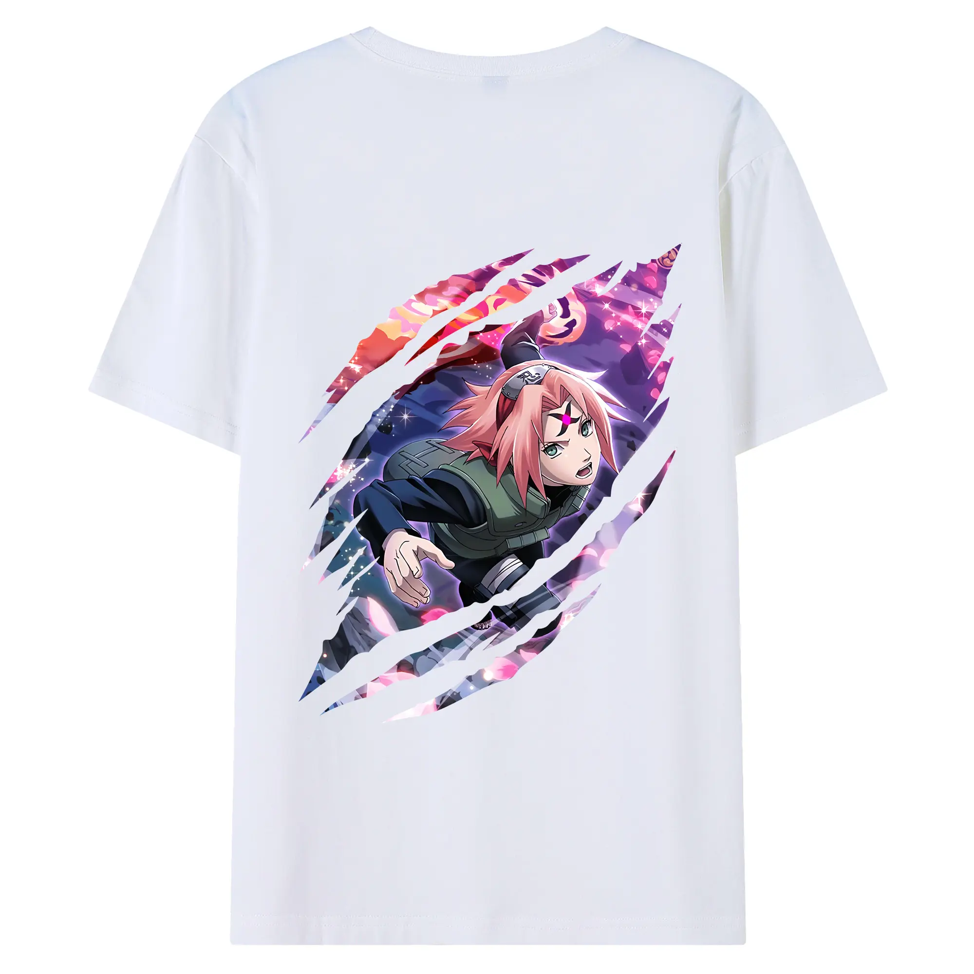 ナルト グッズ はるの さくら - 綿100％ 半袖Tシャツ ・ バックプリント ・ 快適 通気性 ・ 日常使い 散歩 スポーツ用