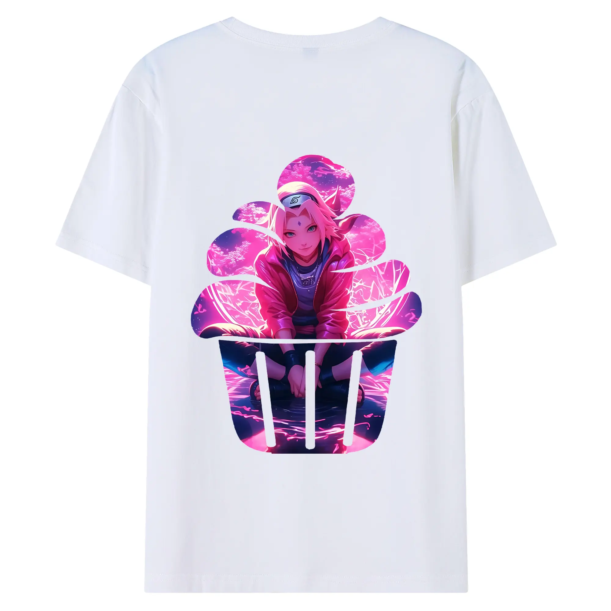 ナルト グッズ はるの さくら - 綿100％ 半袖Tシャツ ・ バックプリント ・ 快適 通気性 ・ 日常使い 散歩 スポーツ用