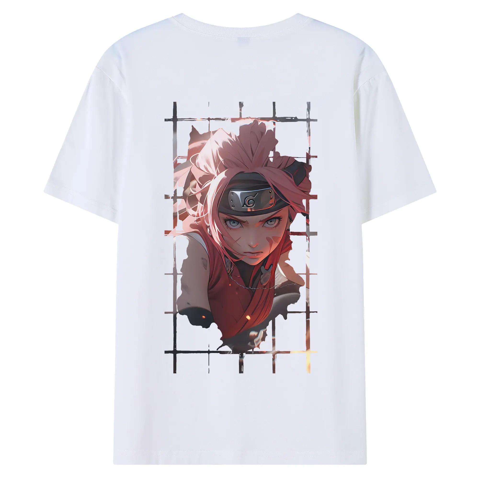 ナルト グッズ はるの さくら - 綿100％ 半袖Tシャツ ・ バックプリント ・ 快適 通気性 ・ 日常使い 散歩 スポーツ用