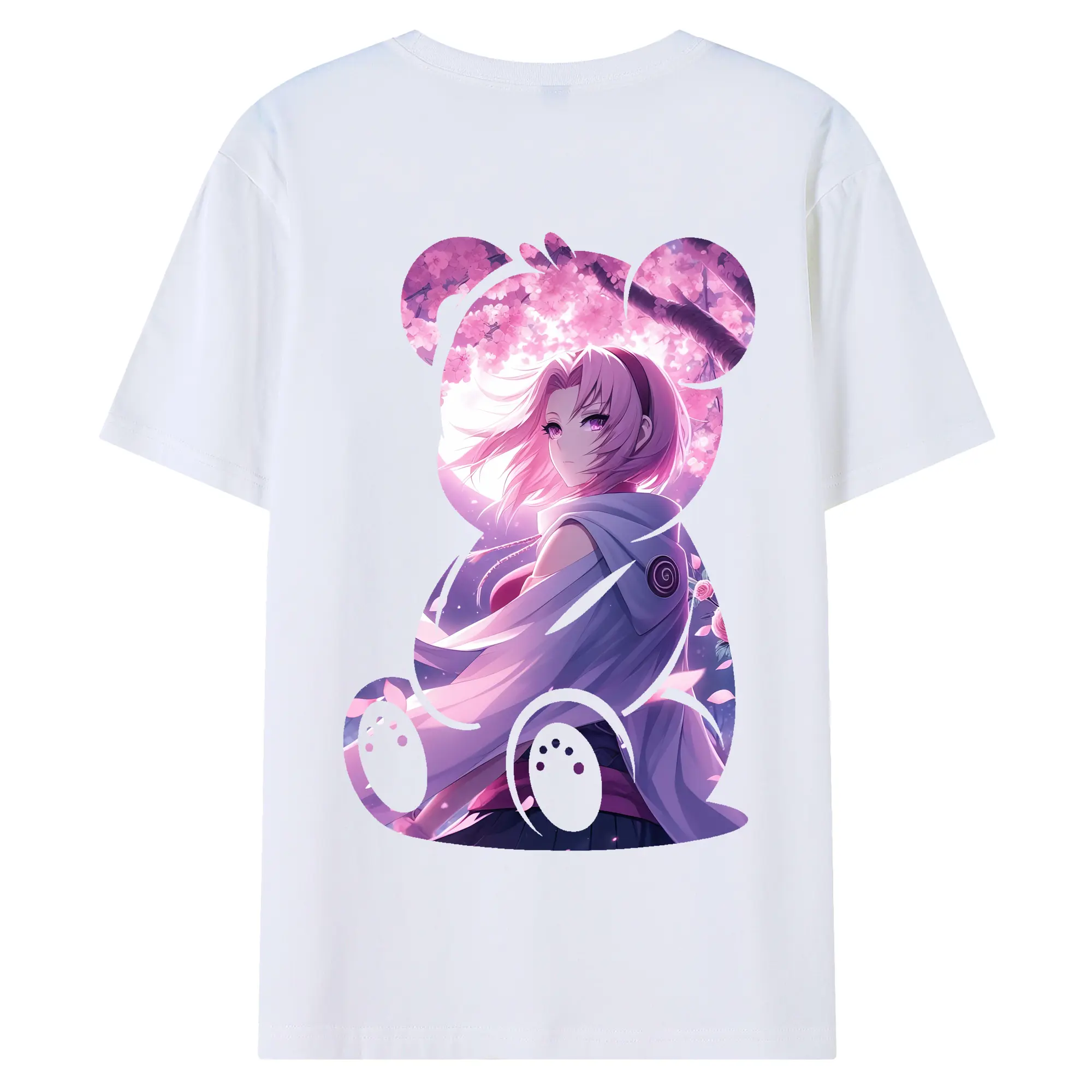 ナルト グッズ はるの さくら - 綿100％ 半袖Tシャツ ・ バックプリント ・ 快適 通気性 ・ 日常使い 散歩 スポーツ用