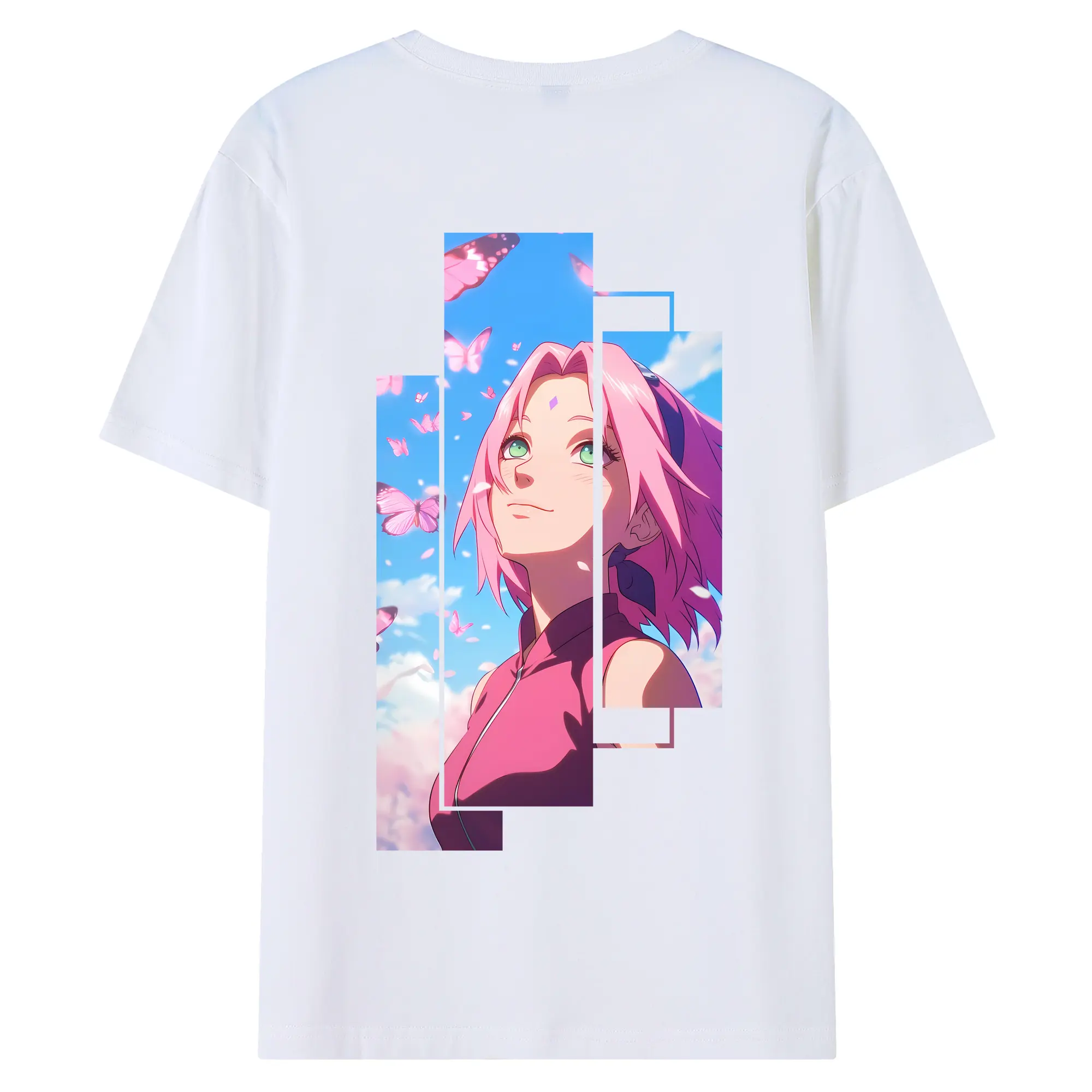 ナルト グッズ はるの さくら - 綿100％ 半袖Tシャツ ・ バックプリント ・ 快適 通気性 ・ 日常使い 散歩 スポーツ用