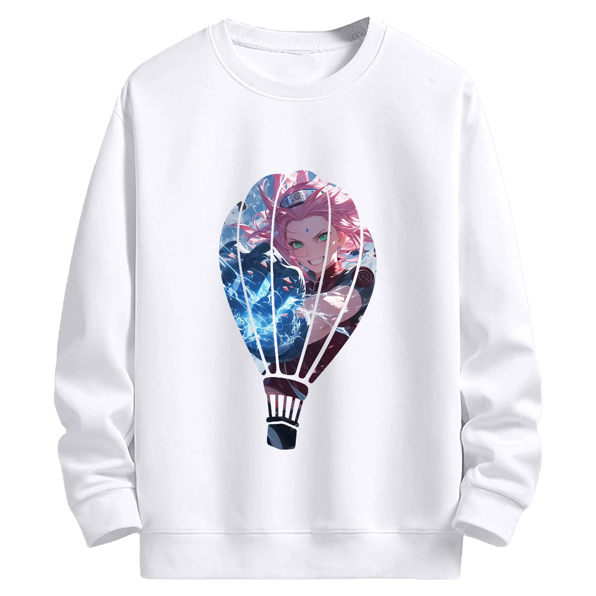 ナルト グッズ はるの さくら - 高品質 クルーネック スウェット ・ コットン59％ ポリエステル41％ ・ ユニセックス 長袖 トレーナー ・ カジュアル デイリー スポーツ 散歩用