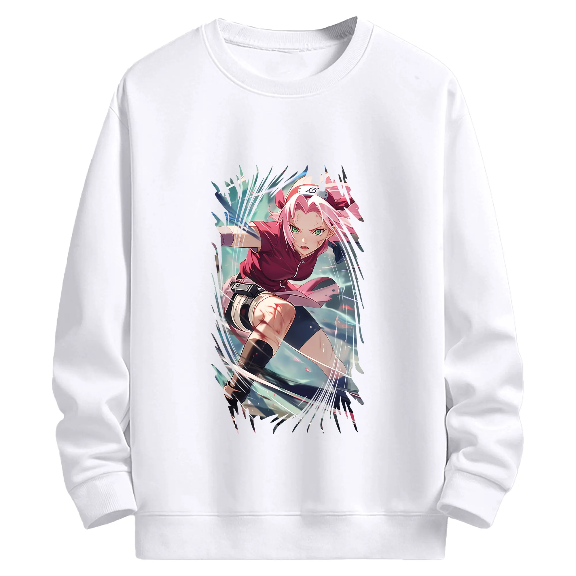 ナルト グッズ はるの さくら - 高品質 クルーネック スウェット ・ コットン59％ ポリエステル41％ ・ ユニセックス 長袖 トレーナー ・ カジュアル デイリー スポーツ 散歩用