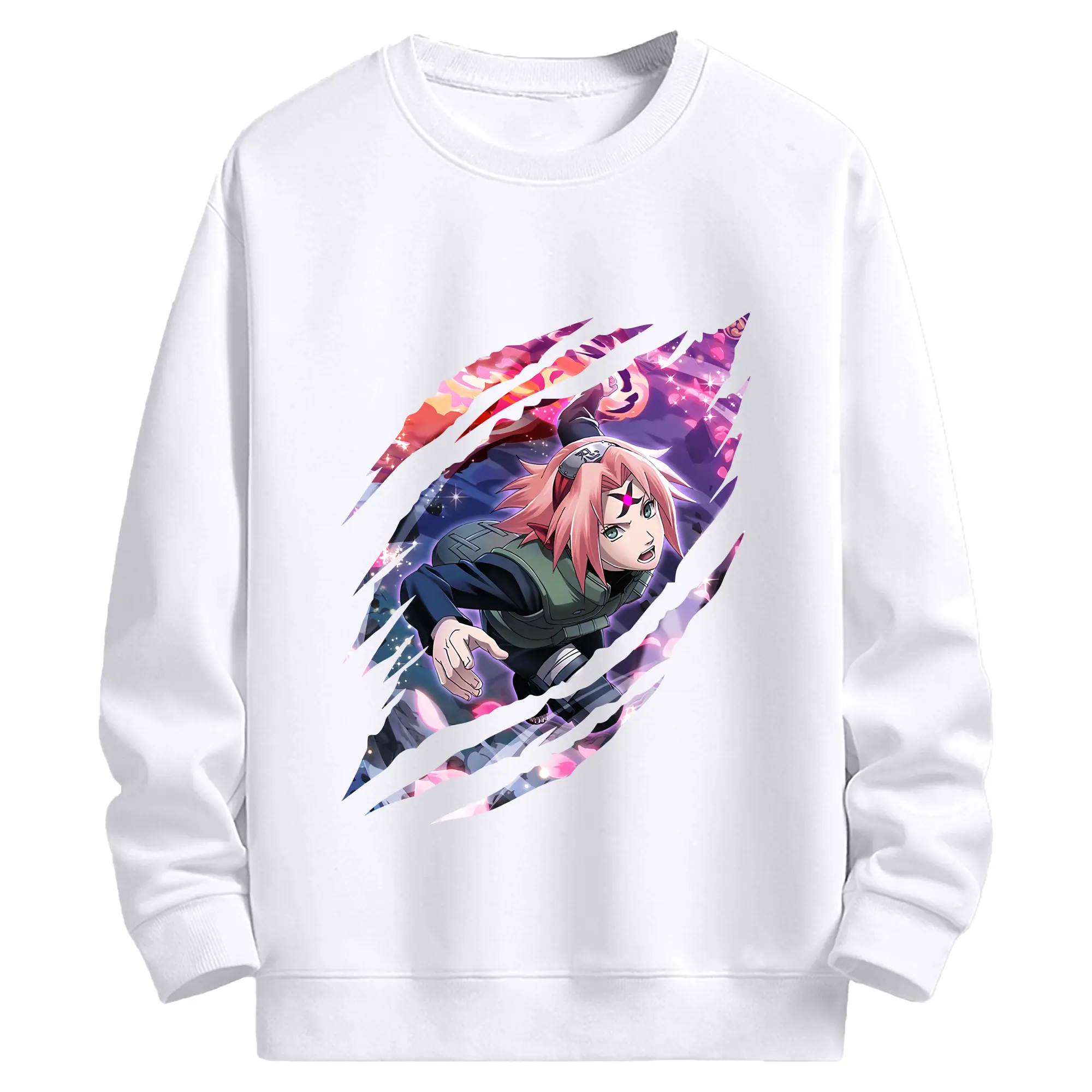 ナルト グッズ はるの さくら - 高品質 クルーネック スウェット ・ コットン59％ ポリエステル41％ ・ ユニセックス 長袖 トレーナー ・ カジュアル デイリー スポーツ 散歩用