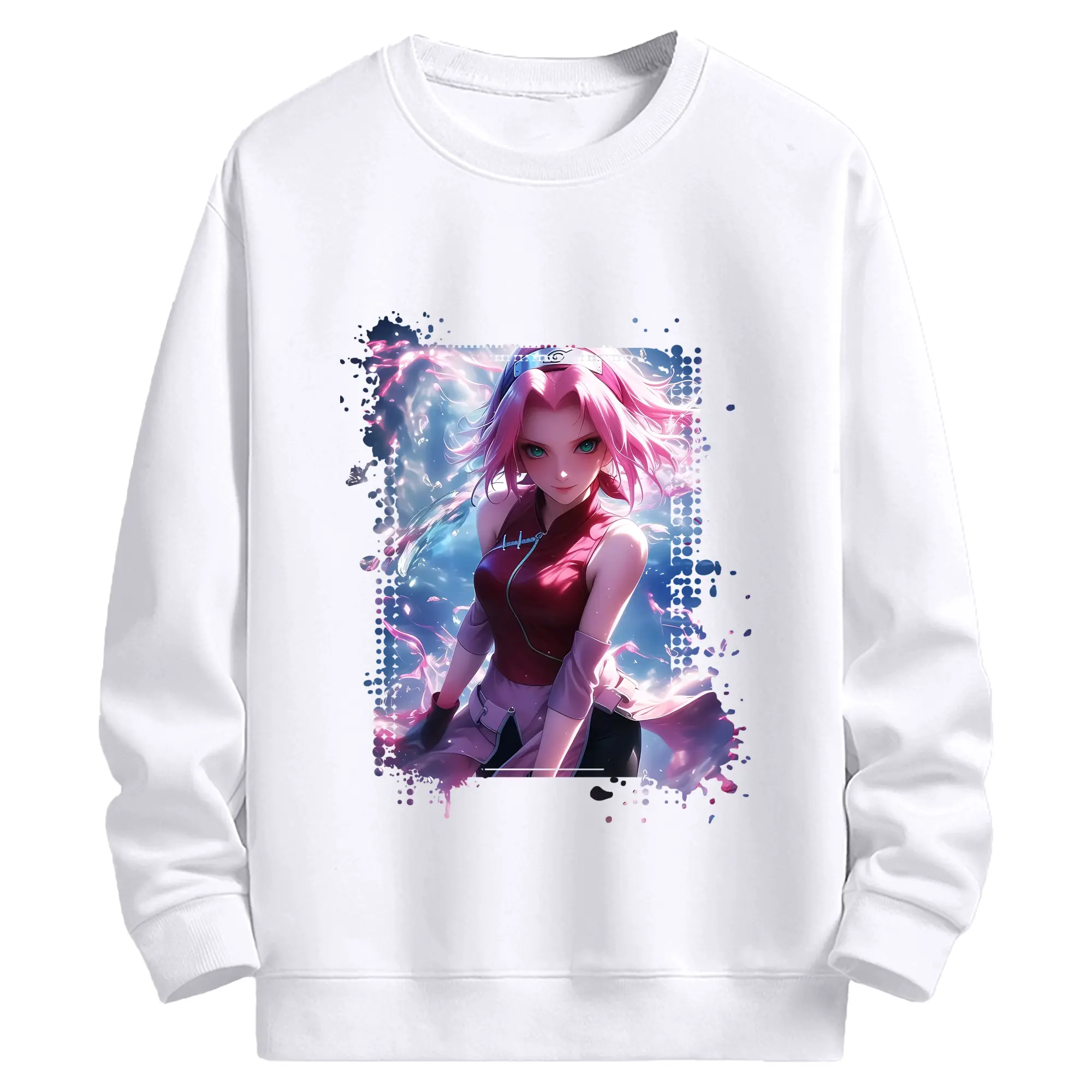 ナルト グッズ はるの さくら - 高品質 クルーネック スウェット ・ コットン59％ ポリエステル41％ ・ ユニセックス 長袖 トレーナー ・ カジュアル デイリー スポーツ 散歩用