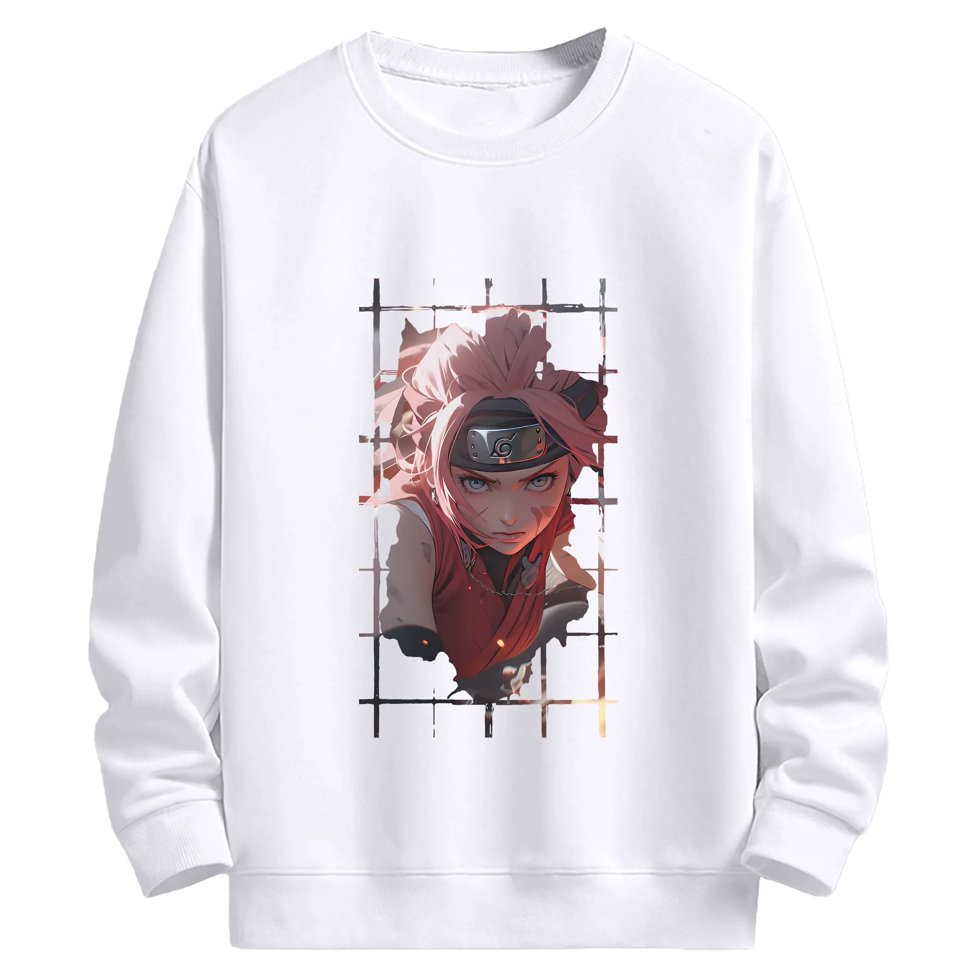 ナルト グッズ はるの さくら - 高品質 クルーネック スウェット ・ コットン59％ ポリエステル41％ ・ ユニセックス 長袖 トレーナー ・ カジュアル デイリー スポーツ 散歩用