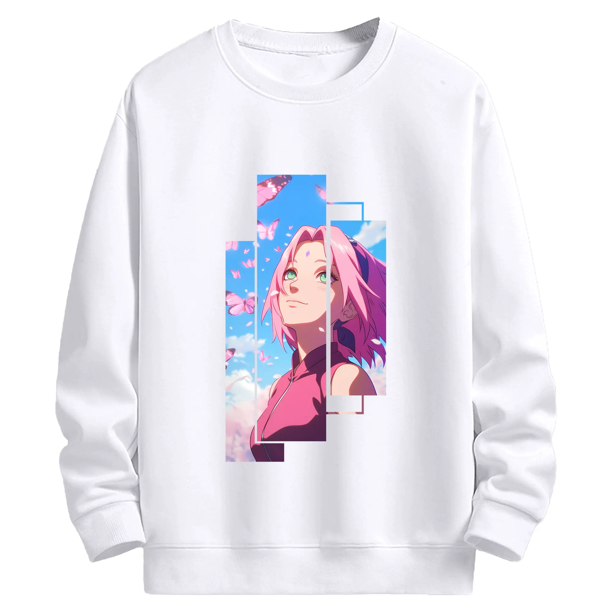ナルト グッズ はるの さくら - 高品質 クルーネック スウェット ・ コットン59％ ポリエステル41％ ・ ユニセックス 長袖 トレーナー ・ カジュアル デイリー スポーツ 散歩用