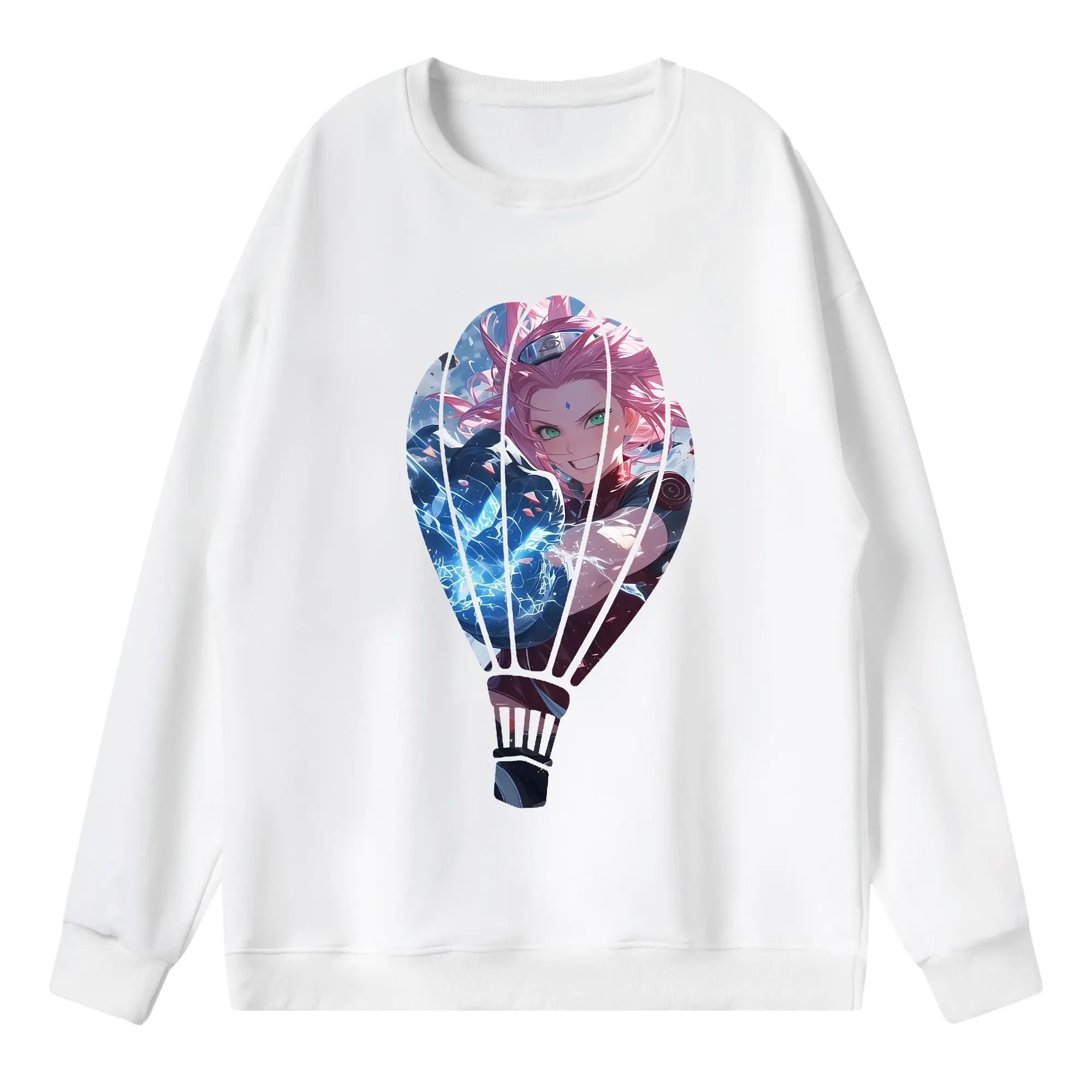 ナルト グッズ はるの さくら - 薄手 クルーネック スウェット 裏毛260g · ポリエステル 春秋向け カジュアル 男女兼用 · トレーナー デイリー スポーツ 散歩に最適