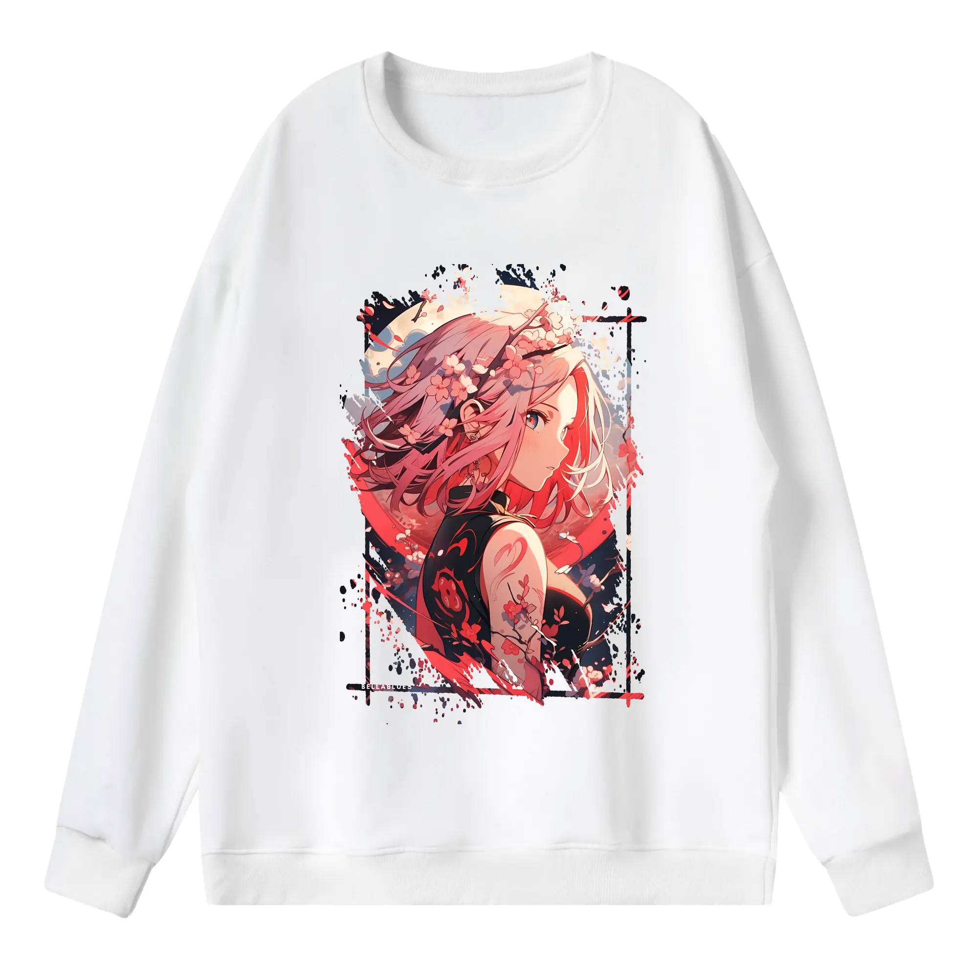 ナルト グッズ はるの さくら - 薄手 クルーネック スウェット 裏毛260g · ポリエステル 春秋向け カジュアル 男女兼用 · トレーナー デイリー スポーツ 散歩に最適