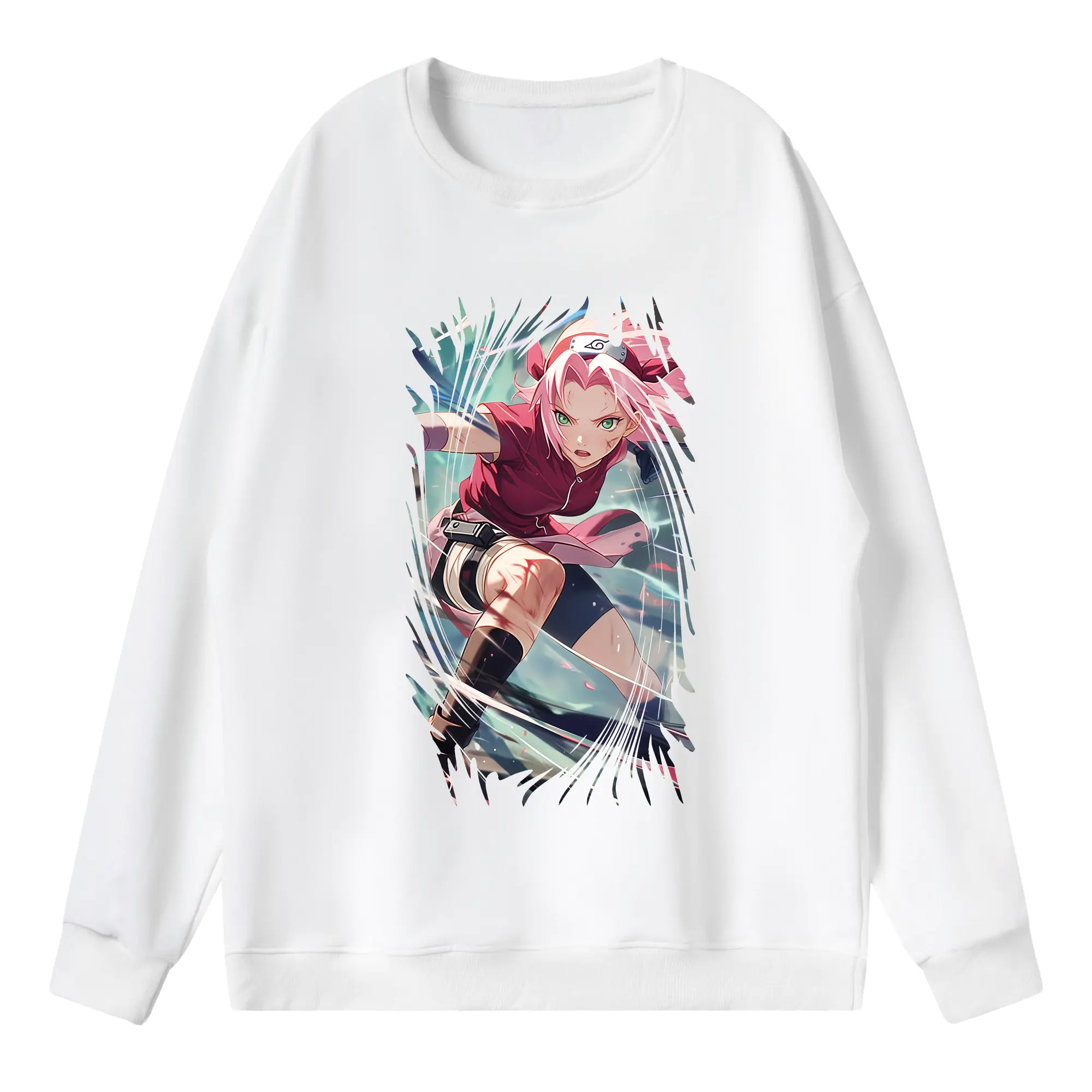 ナルト グッズ はるの さくら - 薄手 クルーネック スウェット 裏毛260g · ポリエステル 春秋向け カジュアル 男女兼用 · トレーナー デイリー スポーツ 散歩に最適