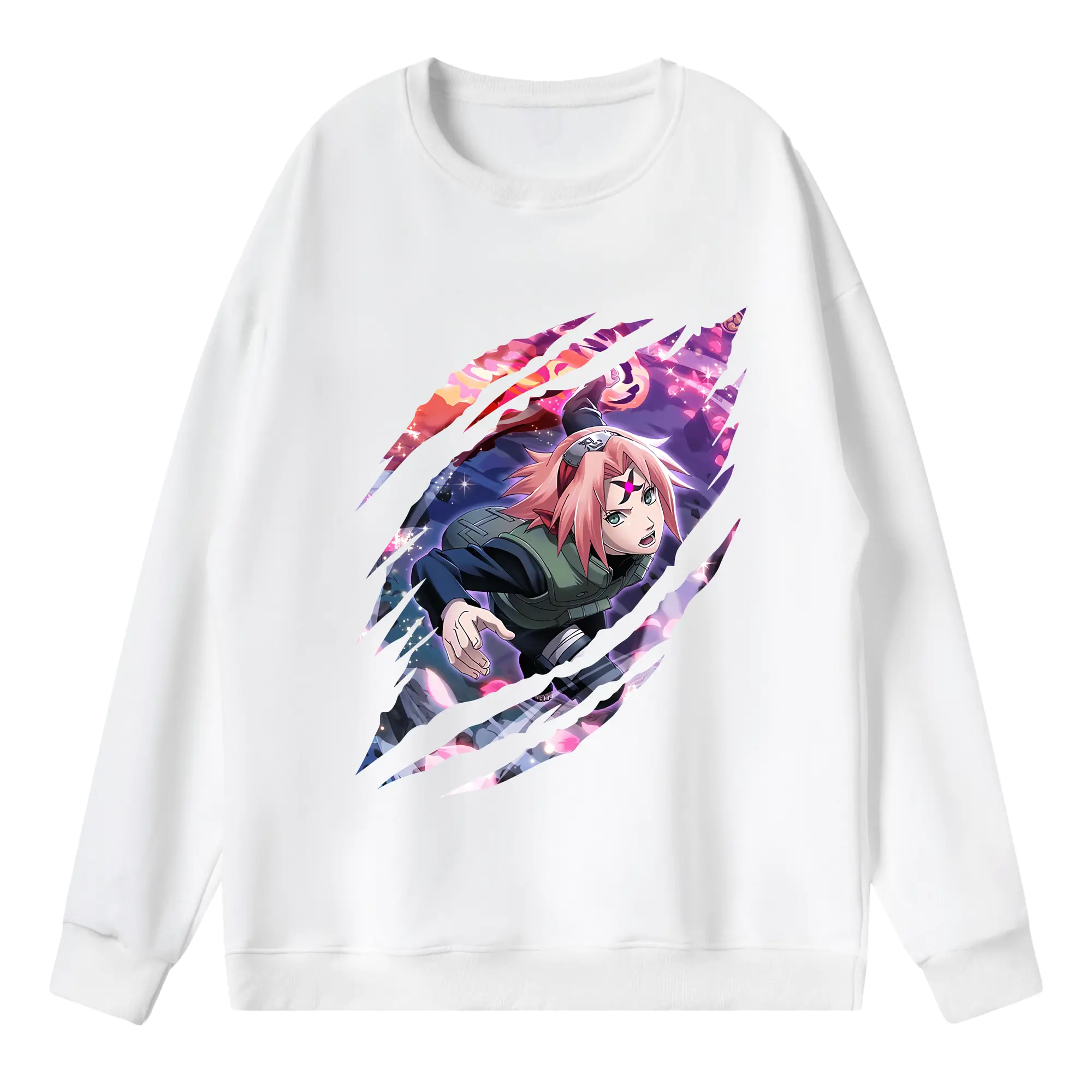 ナルト グッズ はるの さくら - 薄手 クルーネック スウェット 裏毛260g · ポリエステル 春秋向け カジュアル 男女兼用 · トレーナー デイリー スポーツ 散歩に最適