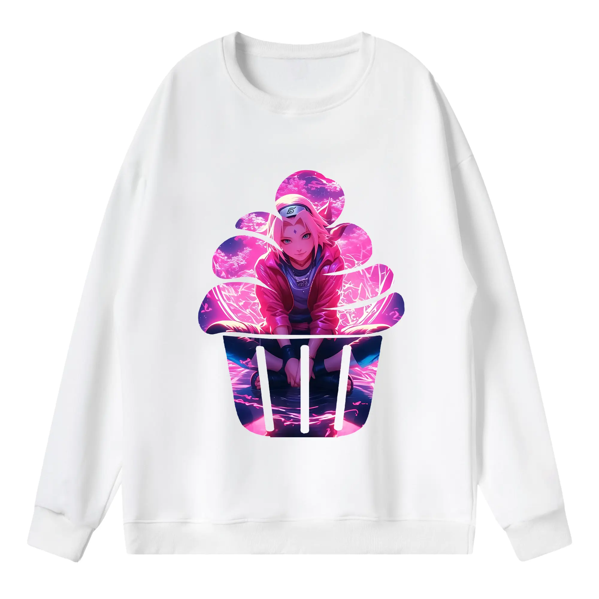 ナルト グッズ はるの さくら - 薄手 クルーネック スウェット 裏毛260g · ポリエステル 春秋向け カジュアル 男女兼用 · トレーナー デイリー スポーツ 散歩に最適