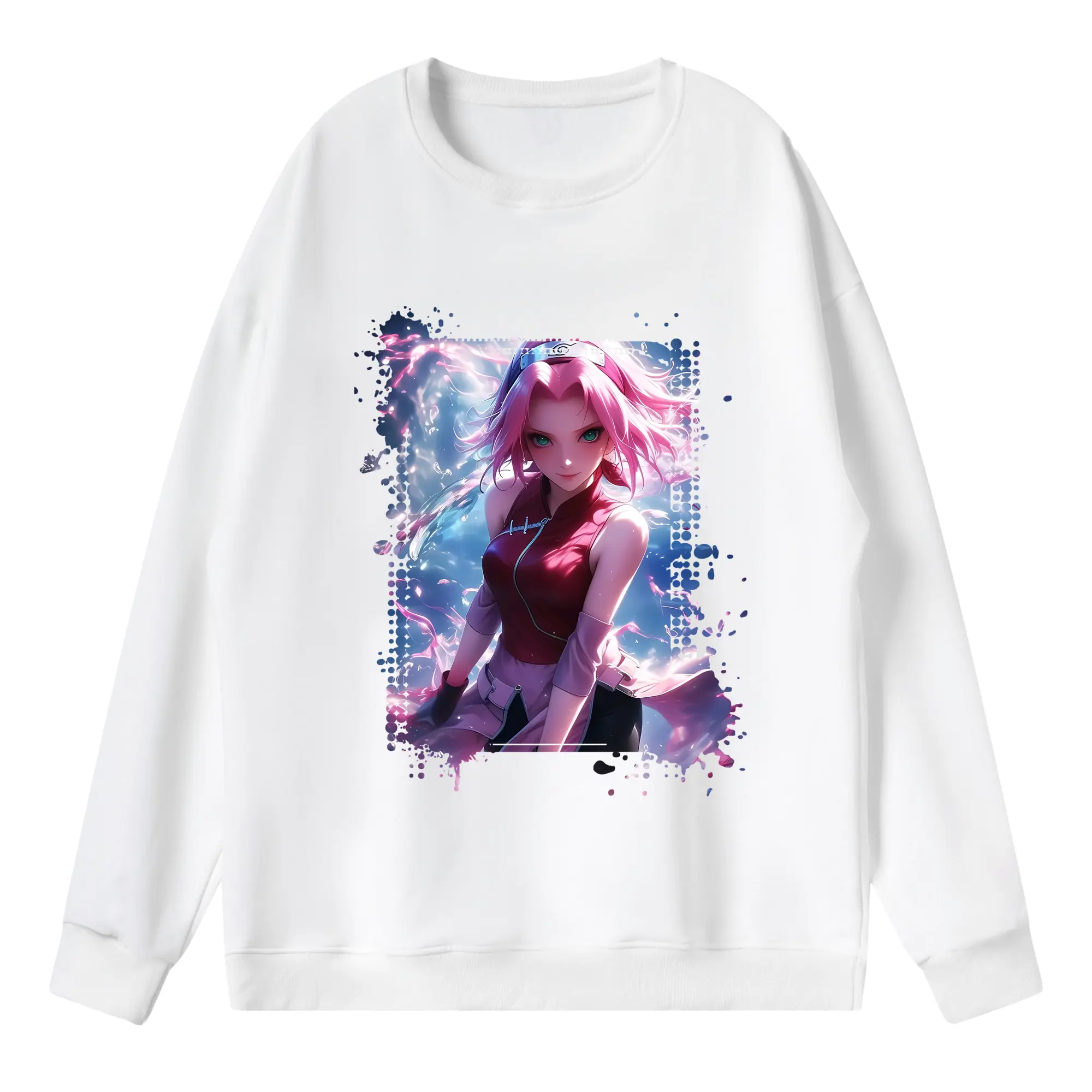 ナルト グッズ はるの さくら - 薄手 クルーネック スウェット 裏毛260g · ポリエステル 春秋向け カジュアル 男女兼用 · トレーナー デイリー スポーツ 散歩に最適