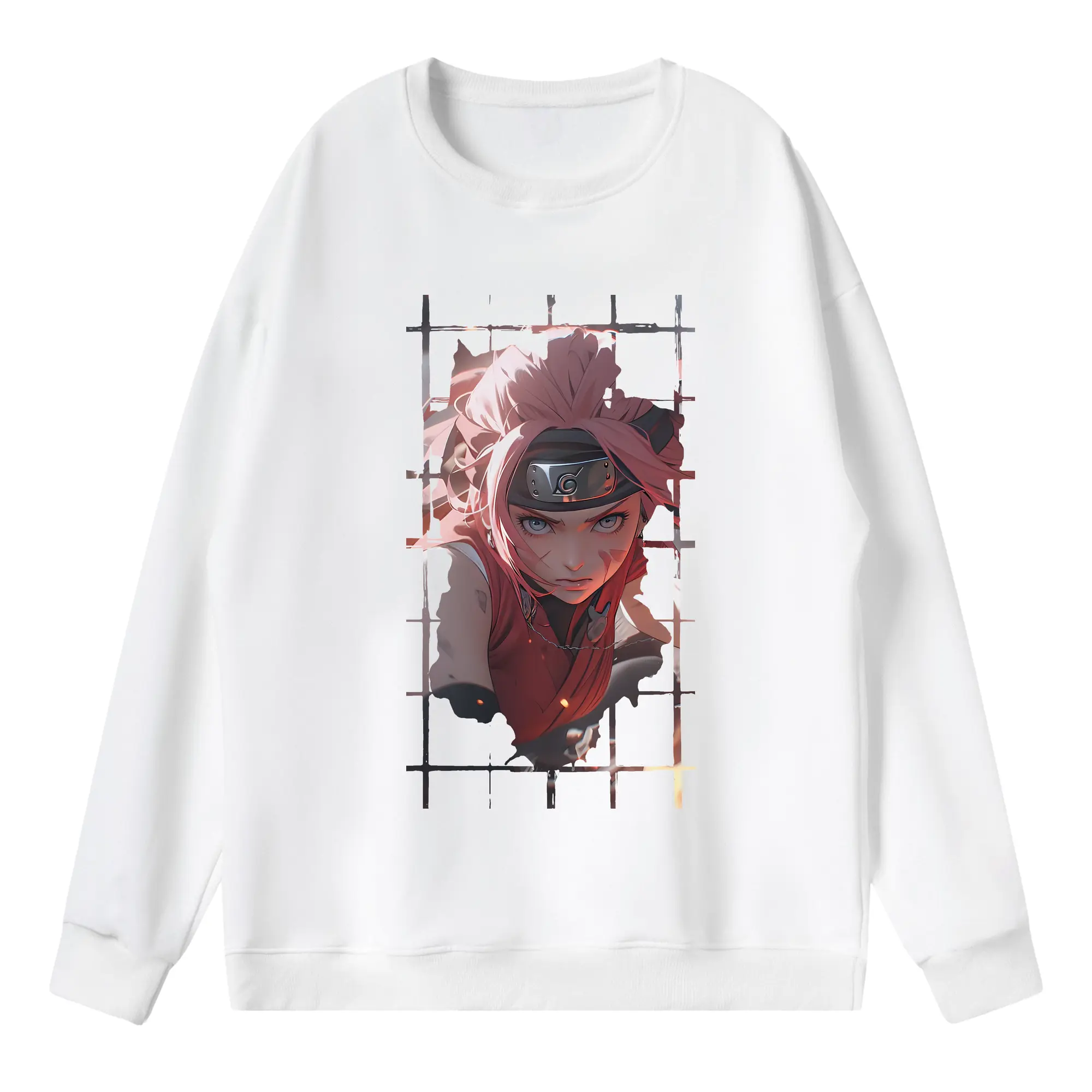 ナルト グッズ はるの さくら - 薄手 クルーネック スウェット 裏毛260g · ポリエステル 春秋向け カジュアル 男女兼用 · トレーナー デイリー スポーツ 散歩に最適
