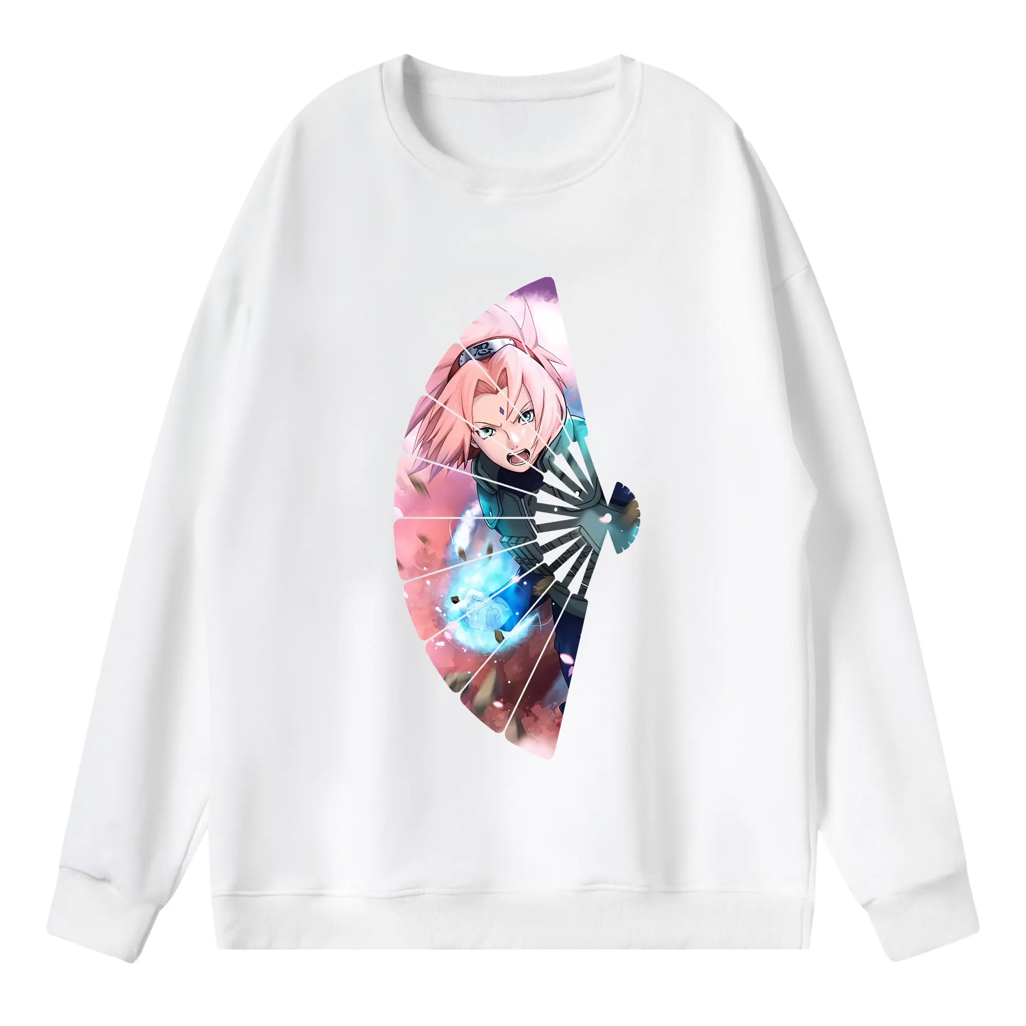 ナルト グッズ はるの さくら - 薄手 クルーネック スウェット 裏毛260g · ポリエステル 春秋向け カジュアル 男女兼用 · トレーナー デイリー スポーツ 散歩に最適