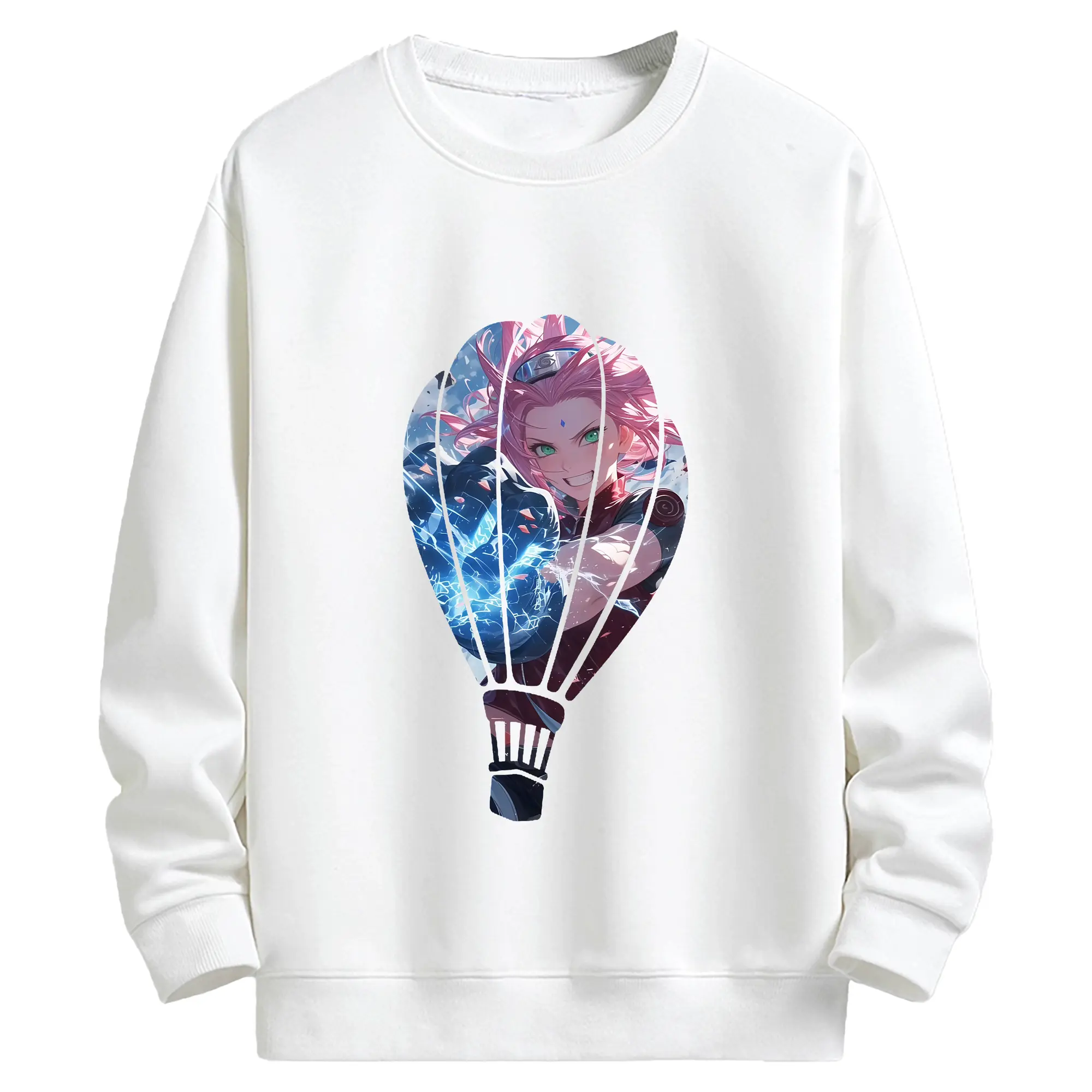 ナルト グッズ はるの さくら - キッズ クルーネックスウェットシャツ ・ フロントプリント ・ 綿80％ ポリエステル20％ ・ 快適 通学 スポーツ 日常使い お散歩用