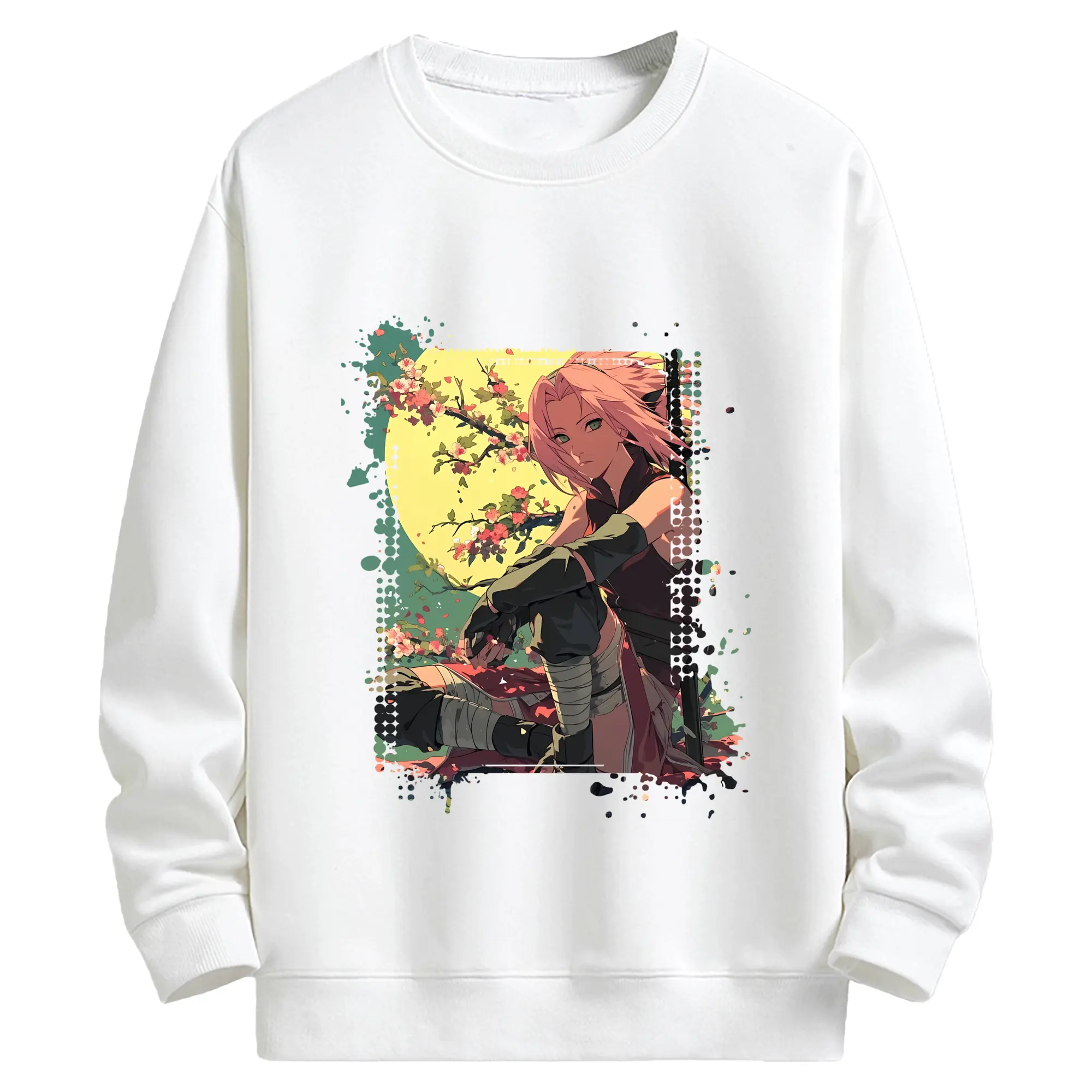 ナルト グッズ はるの さくら - キッズ クルーネックスウェットシャツ ・ フロントプリント ・ 綿80％ ポリエステル20％ ・ 快適 通学 スポーツ 日常使い お散歩用