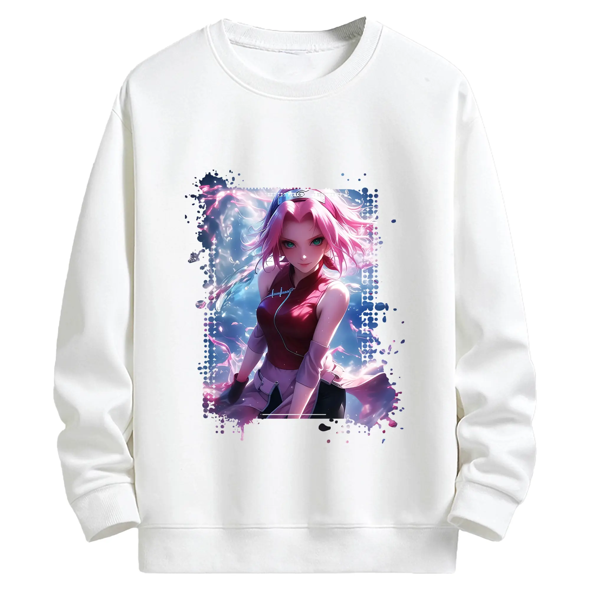 ナルト グッズ はるの さくら - キッズ クルーネックスウェットシャツ ・ フロントプリント ・ 綿80％ ポリエステル20％ ・ 快適 通学 スポーツ 日常使い お散歩用