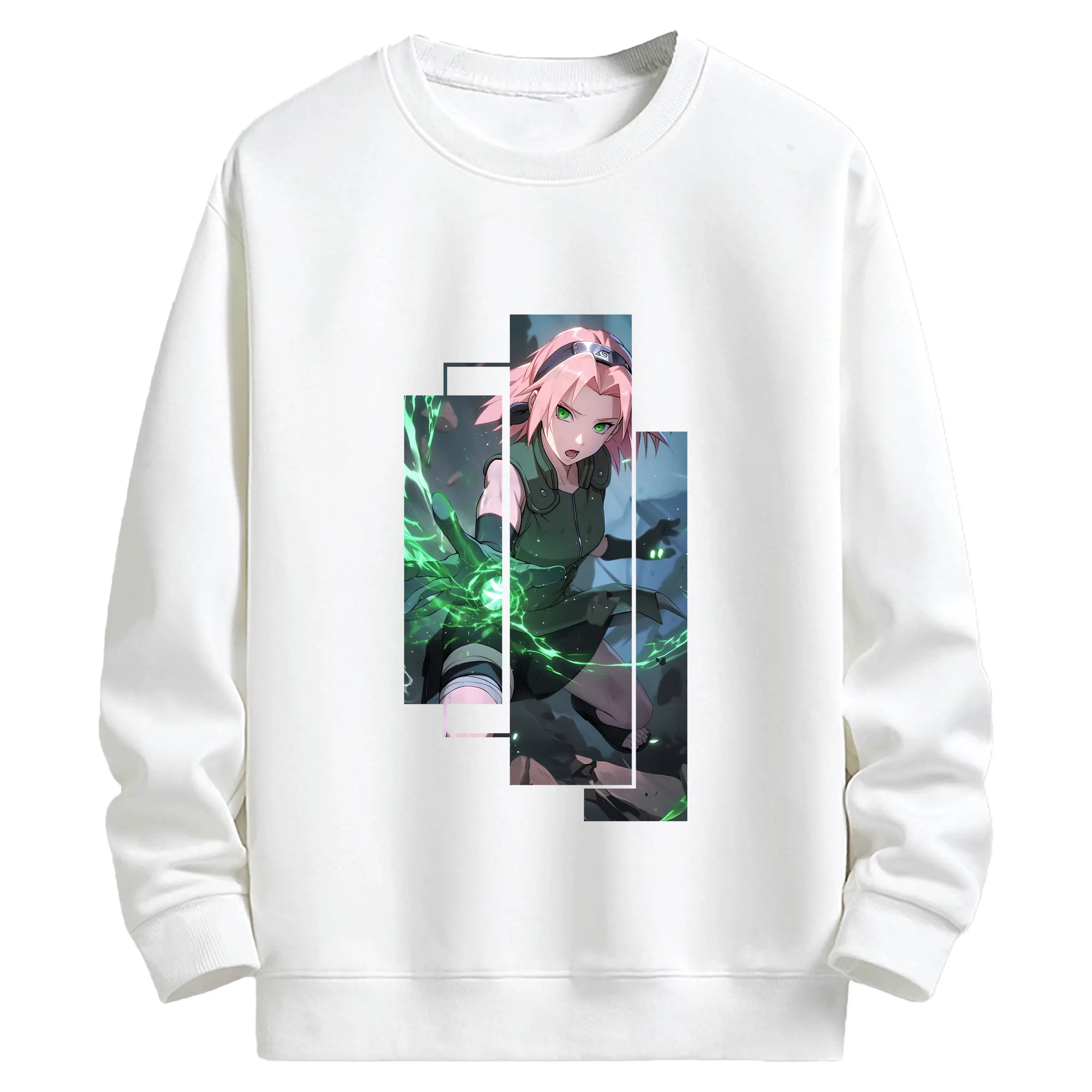 ナルト グッズ はるの さくら - キッズ クルーネックスウェットシャツ ・ フロントプリント ・ 綿80％ ポリエステル20％ ・ 快適 通学 スポーツ 日常使い お散歩用