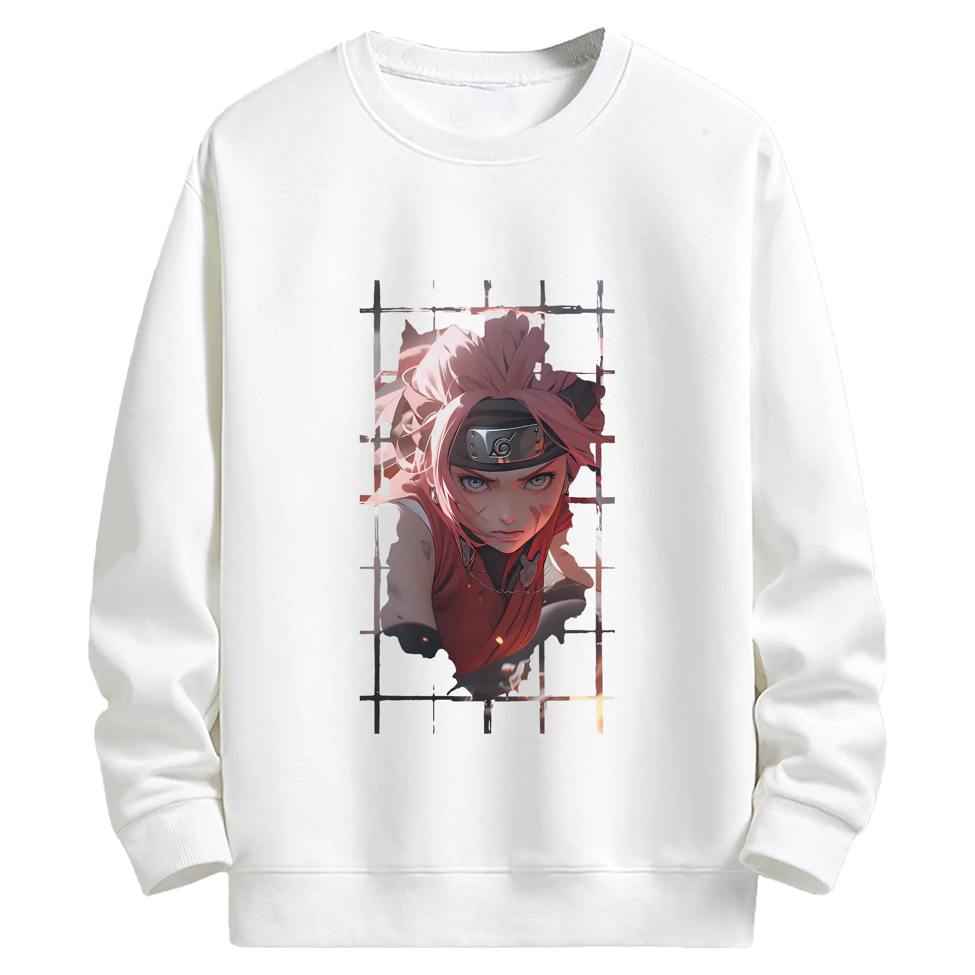 ナルト グッズ はるの さくら - キッズ クルーネックスウェットシャツ ・ フロントプリント ・ 綿80％ ポリエステル20％ ・ 快適 通学 スポーツ 日常使い お散歩用