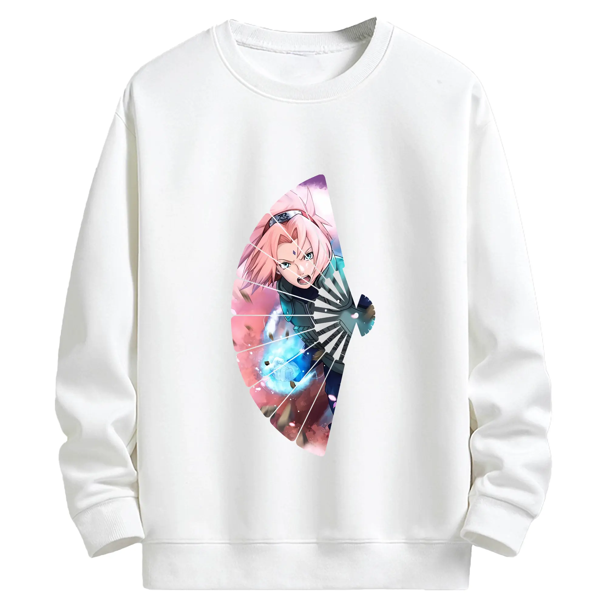 ナルト グッズ はるの さくら - キッズ クルーネックスウェットシャツ ・ フロントプリント ・ 綿80％ ポリエステル20％ ・ 快適 通学 スポーツ 日常使い お散歩用