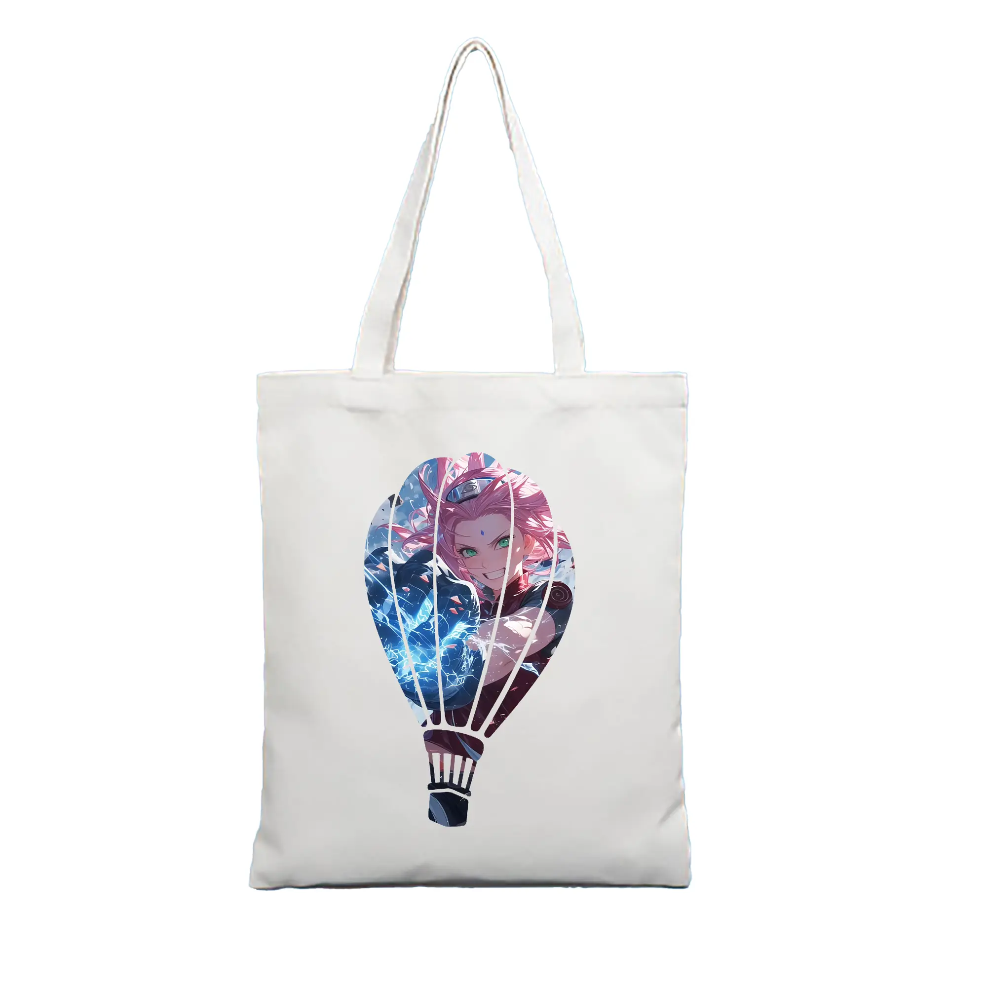 ナルト グッズ はるの さくら - 縦型キャンバス手提げバッグ（トートバッグ） ・ キャンバス素材 ・ ショッピング用 ・ 軽量 丈夫 お手入れ簡単