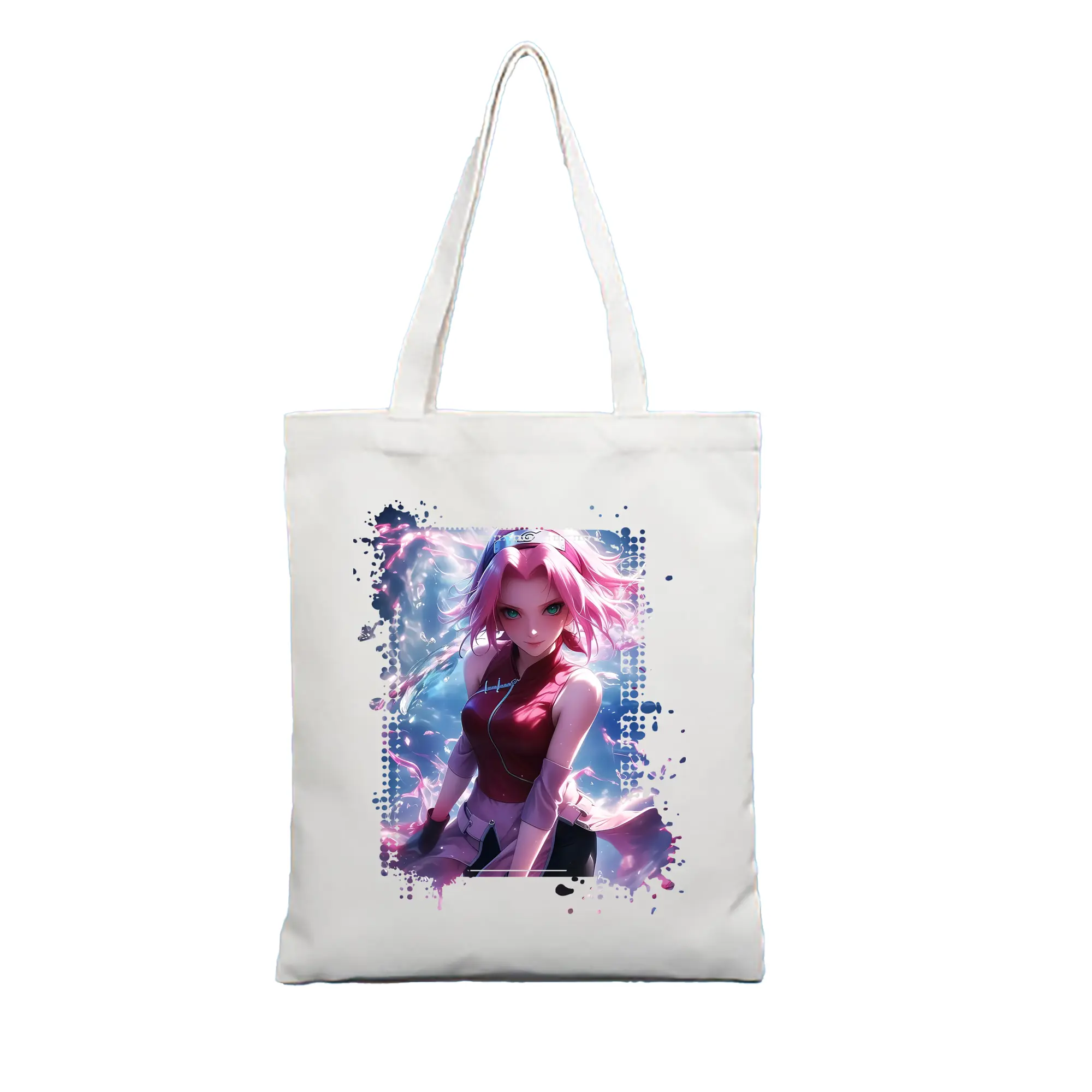 ナルト グッズ はるの さくら - 縦型キャンバス手提げバッグ（トートバッグ） ・ キャンバス素材 ・ ショッピング用 ・ 軽量 丈夫 お手入れ簡単