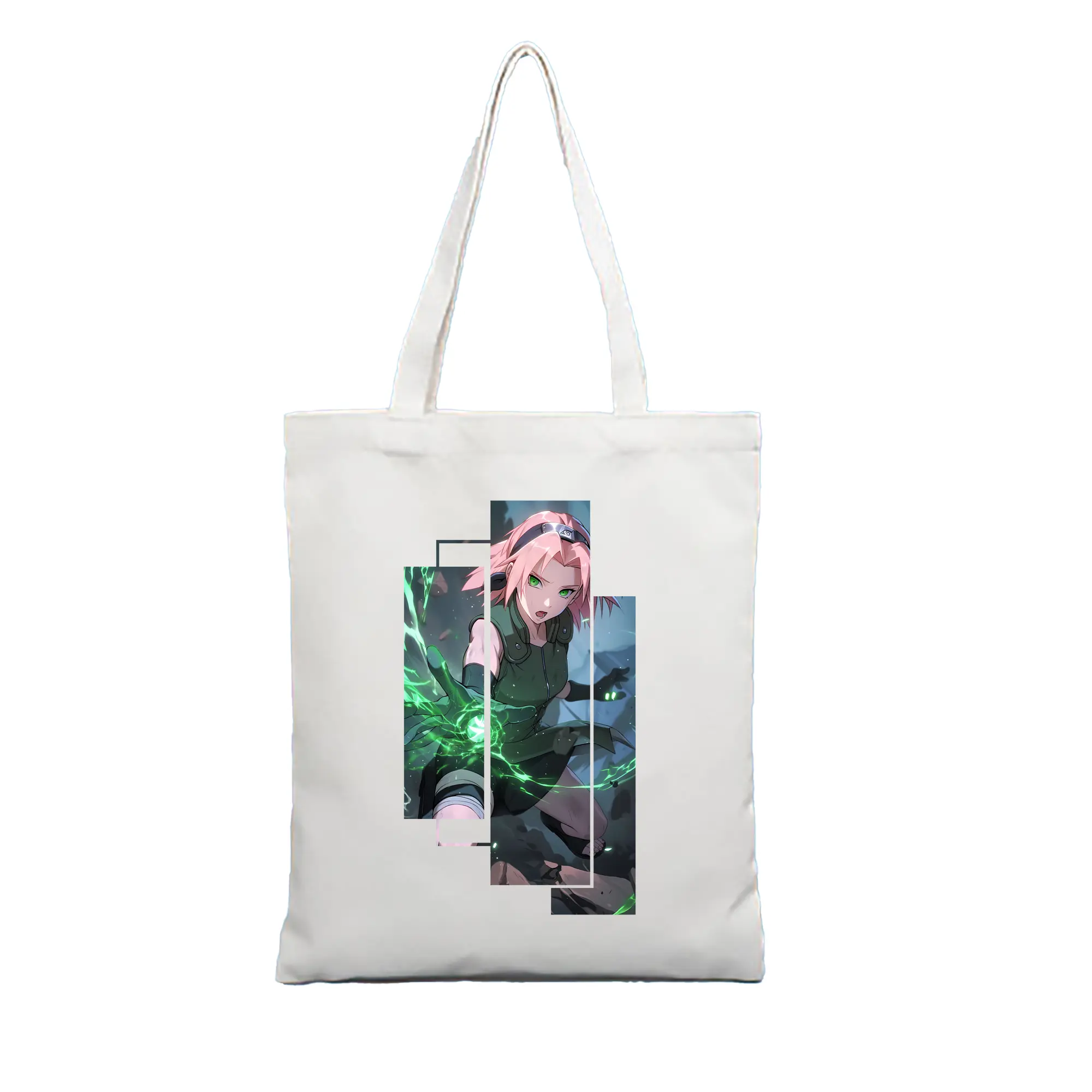 ナルト グッズ はるの さくら - 縦型キャンバス手提げバッグ（トートバッグ） ・ キャンバス素材 ・ ショッピング用 ・ 軽量 丈夫 お手入れ簡単