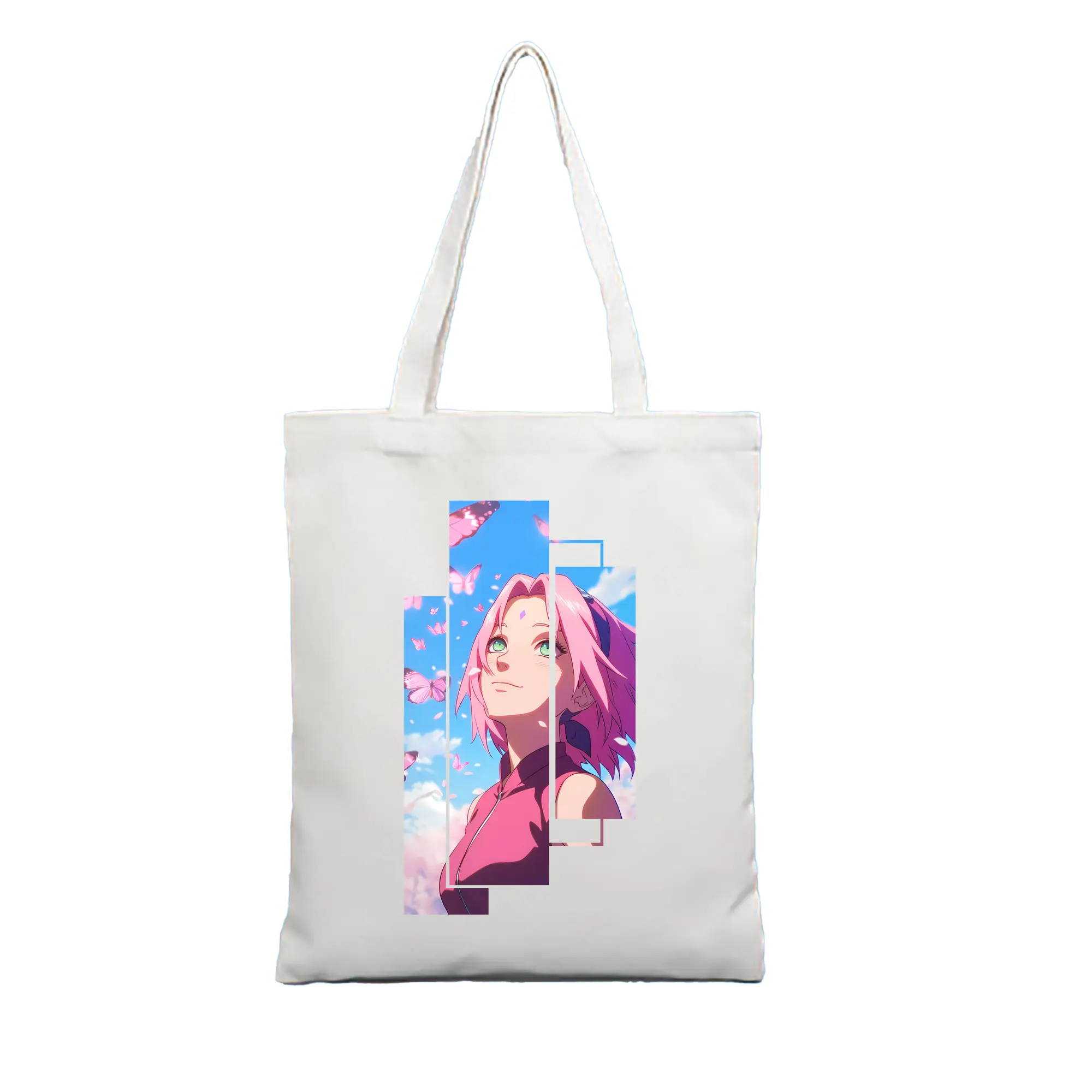 ナルト グッズ はるの さくら - 縦型キャンバス手提げバッグ（トートバッグ） ・ キャンバス素材 ・ ショッピング用 ・ 軽量 丈夫 お手入れ簡単