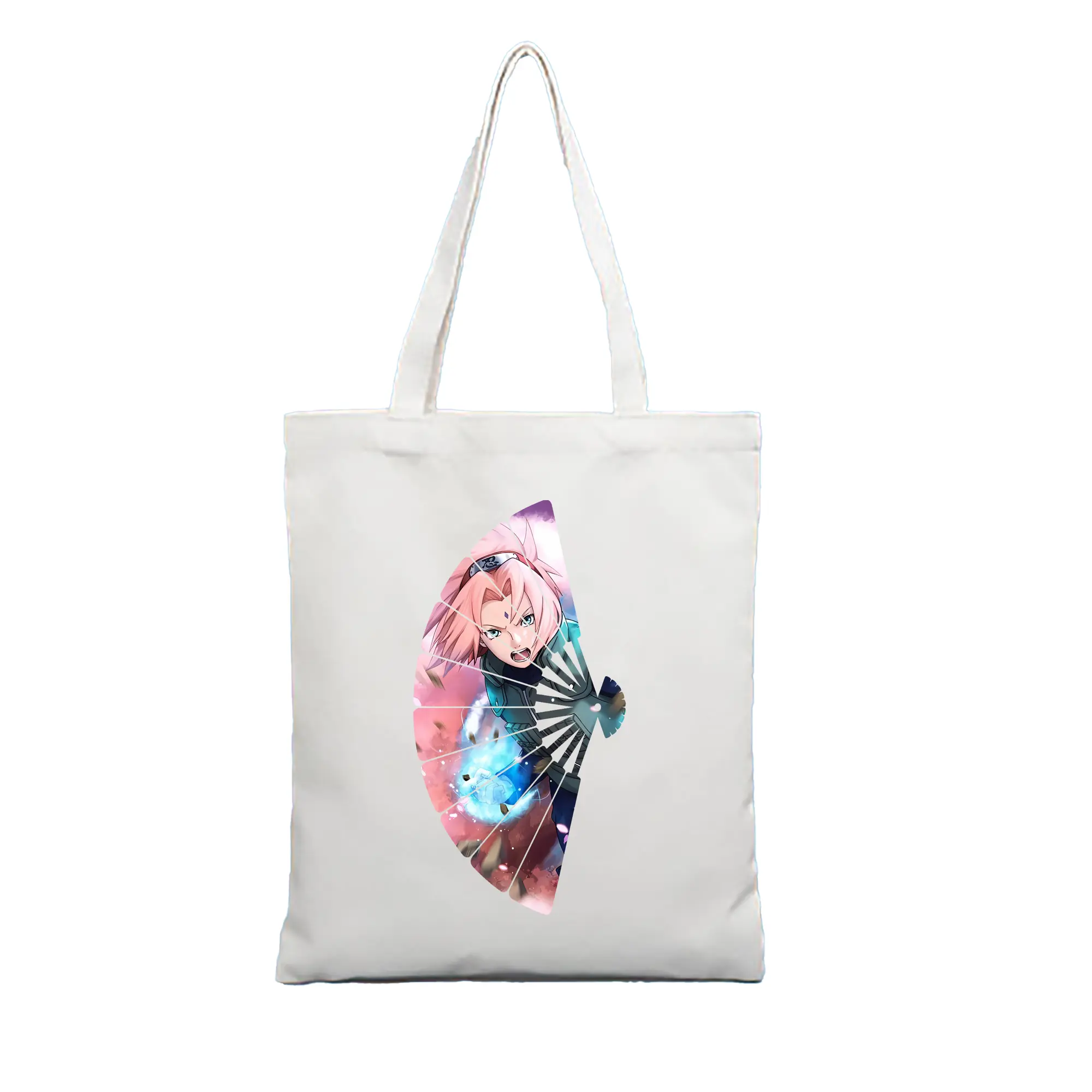 ナルト グッズ はるの さくら - 縦型キャンバス手提げバッグ（トートバッグ） ・ キャンバス素材 ・ ショッピング用 ・ 軽量 丈夫 お手入れ簡単