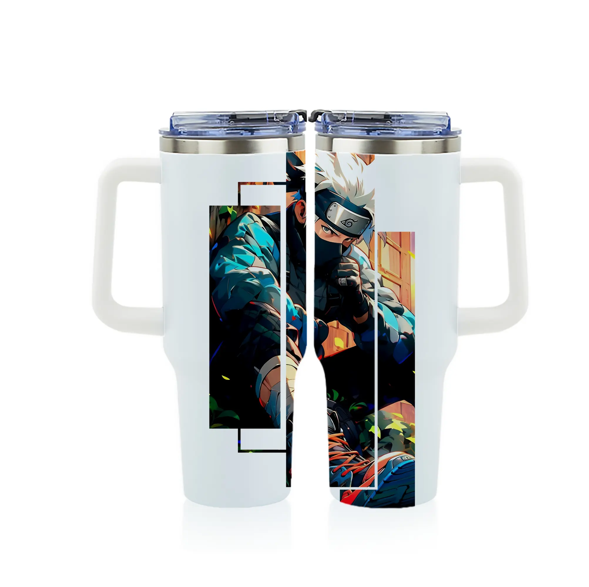 ナルト グッズ はたけ カカシ - 1200mL フルプリント車用タンブラー ・ 304ステンレス 内側 ・ 201ステンレス 外側 ・ 保温 保冷 ・ 通勤 ドライブ アウトドア用