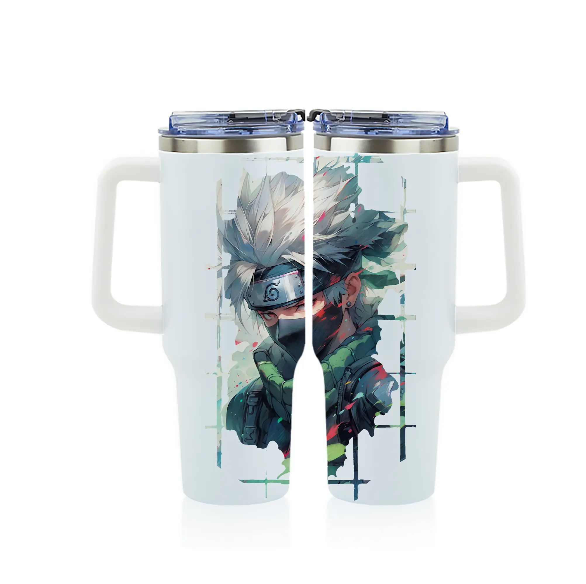 ナルト グッズ はたけ カカシ - 1200mL フルプリント車用タンブラー ・ 304ステンレス 内側 ・ 201ステンレス 外側 ・ 保温 保冷 ・ 通勤 ドライブ アウトドア用