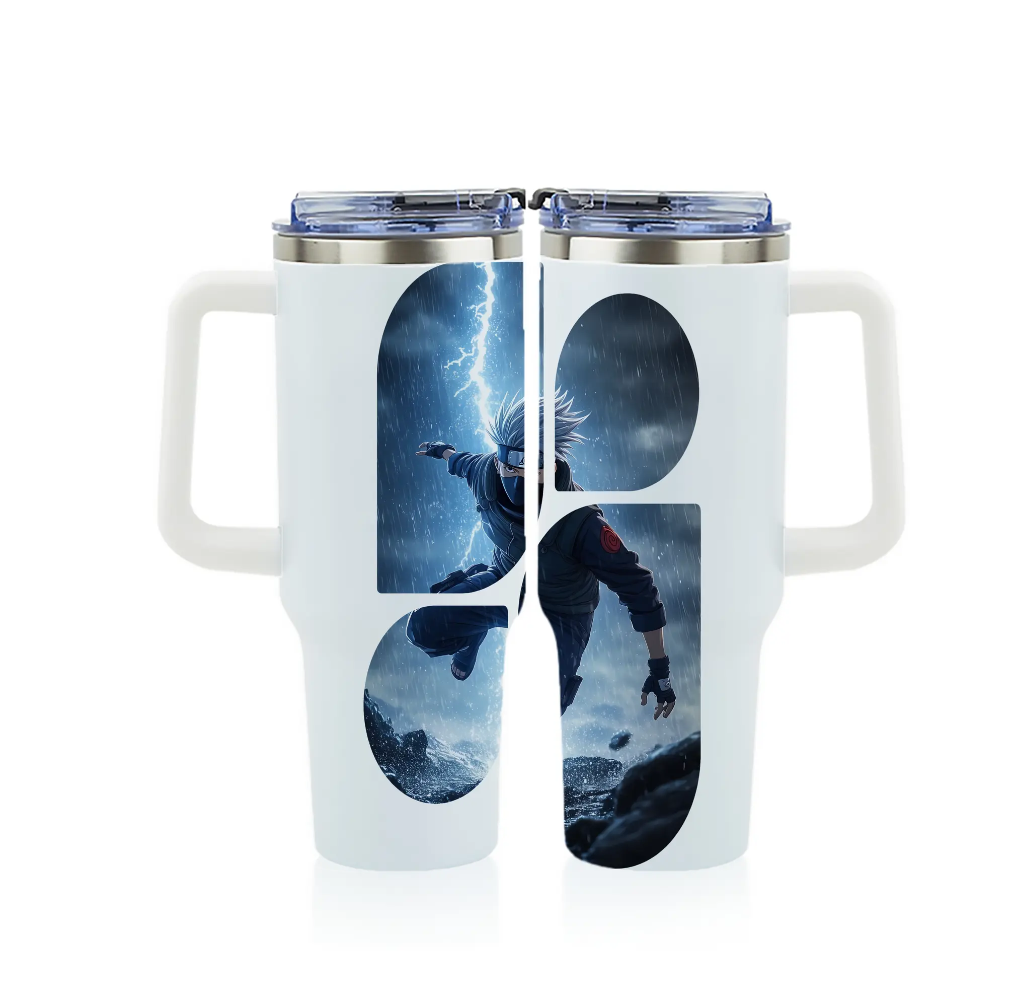 ナルト グッズ はたけ カカシ - 1200mL フルプリント車用タンブラー ・ 304ステンレス 内側 ・ 201ステンレス 外側 ・ 保温 保冷 ・ 通勤 ドライブ アウトドア用