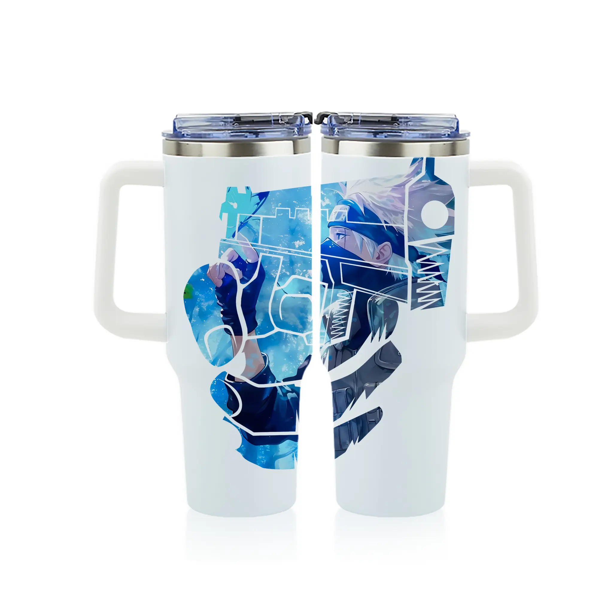 ナルト グッズ はたけ カカシ - 1200mL フルプリント車用タンブラー ・ 304ステンレス 内側 ・ 201ステンレス 外側 ・ 保温 保冷 ・ 通勤 ドライブ アウトドア用