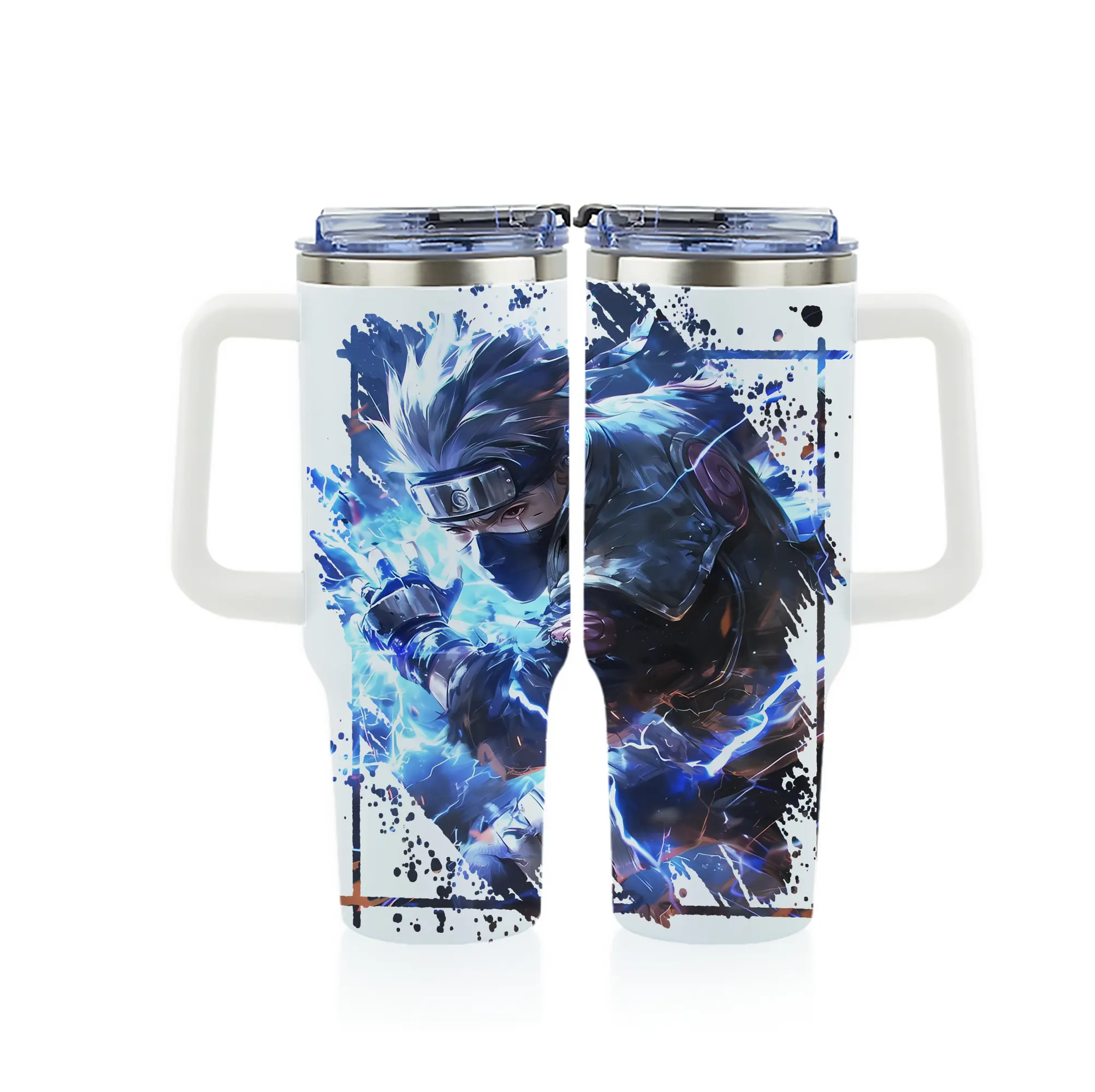 ナルト グッズ はたけ カカシ - 1200mL フルプリント車用タンブラー ・ 304ステンレス 内側 ・ 201ステンレス 外側 ・ 保温 保冷 ・ 通勤 ドライブ アウトドア用