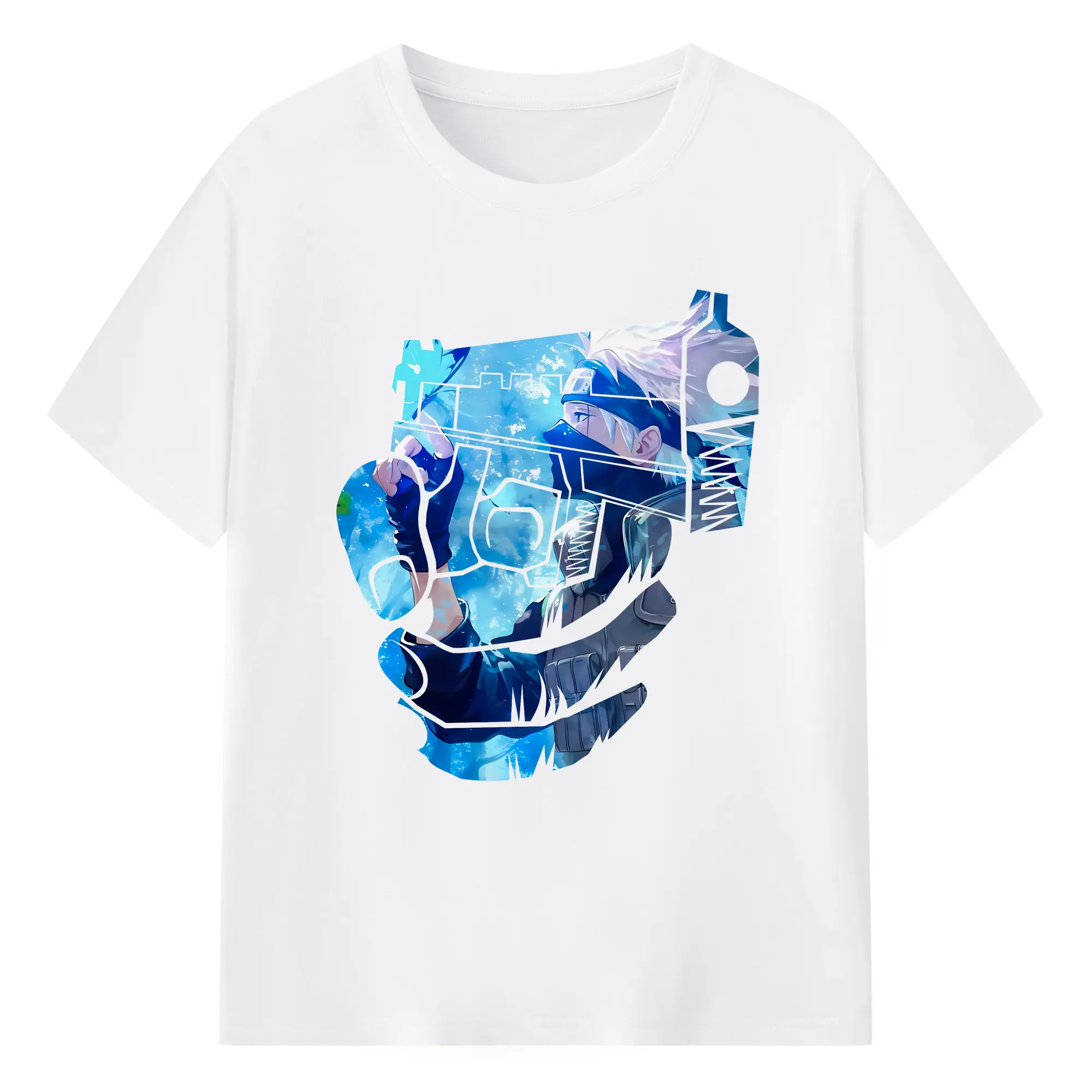 ナルト グッズ はたけ カカシ - 綿100％ 半袖Tシャツ ・ フロントプリント ・ 快適 通気性 ・ 日常使い 散歩 スポーツ用