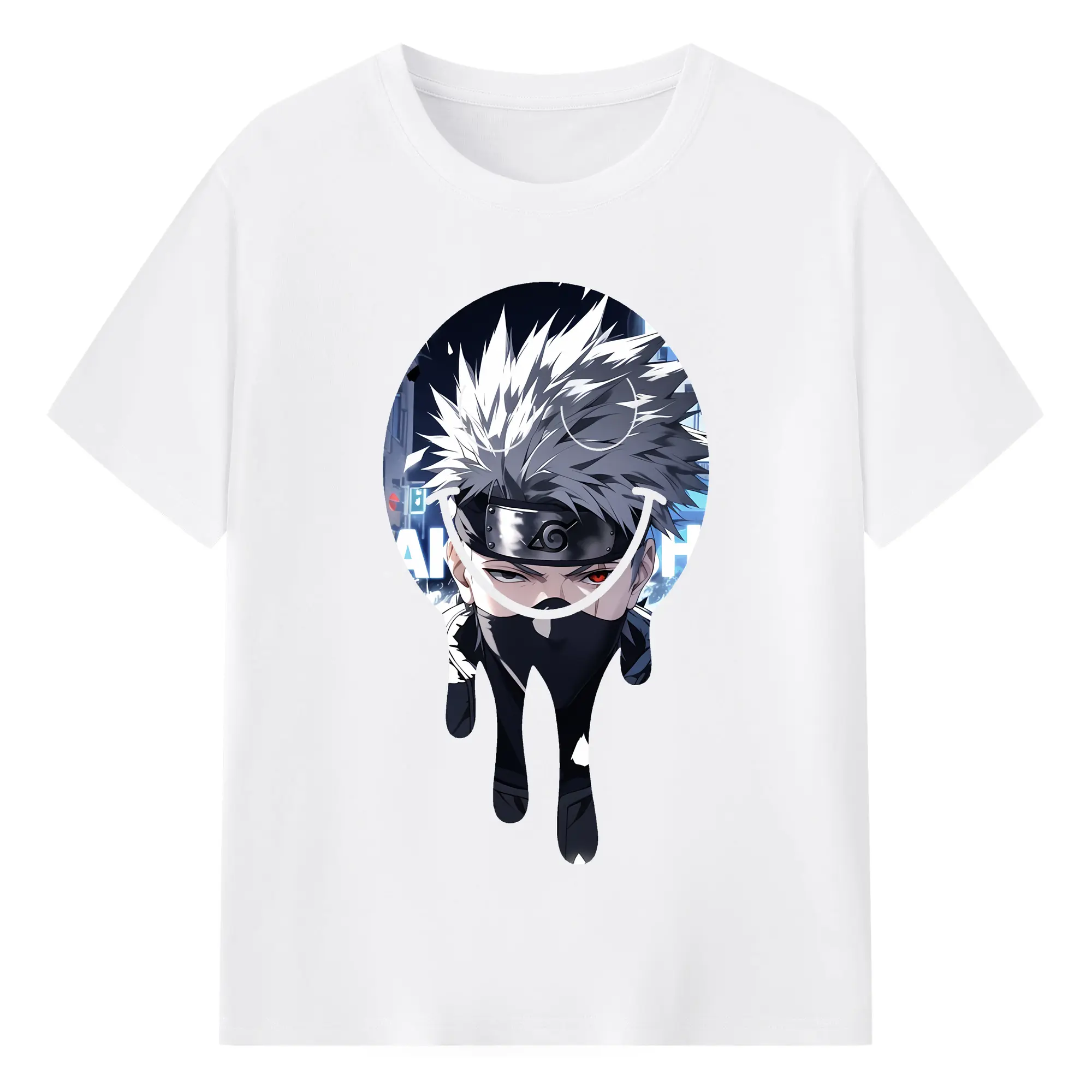 ナルト グッズ はたけ カカシ - 綿100％ 半袖Tシャツ ・ フロントプリント ・ 快適 通気性 ・ 日常使い 散歩 スポーツ用