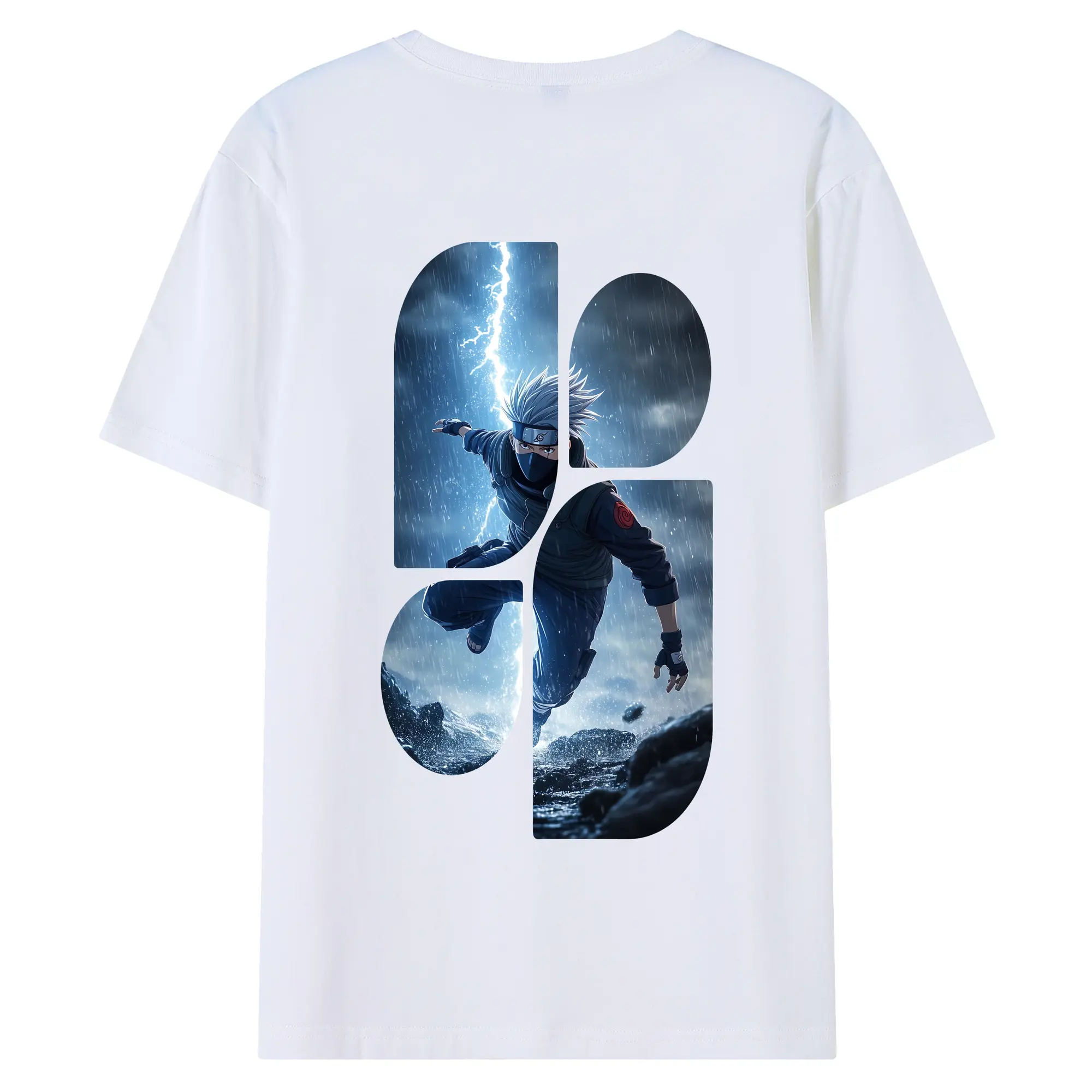 ナルト グッズ はたけ カカシ - 綿100％ 半袖Tシャツ ・ バックプリント ・ 快適 通気性 ・ 日常使い 散歩 スポーツ用