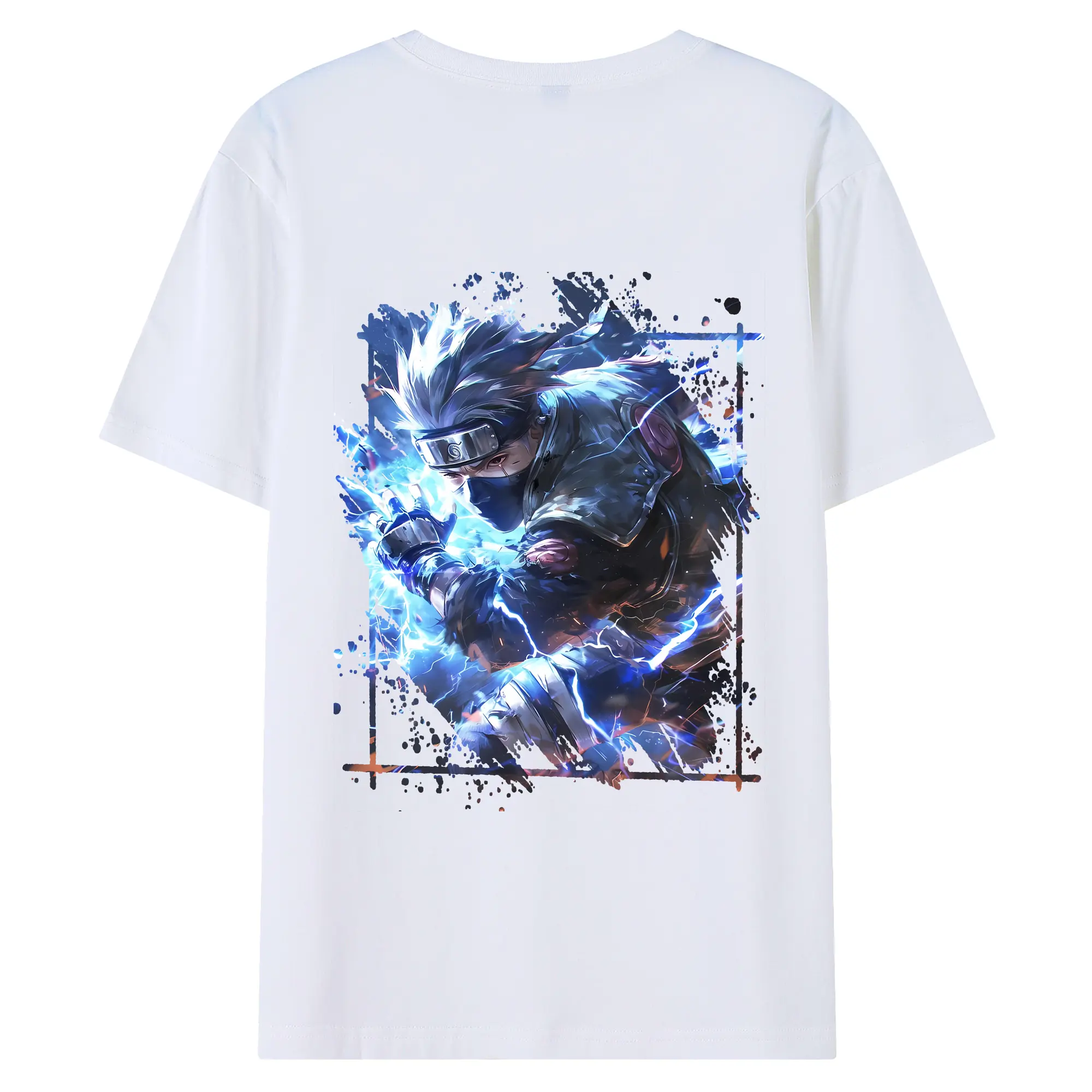 ナルト グッズ はたけ カカシ - 綿100％ 半袖Tシャツ ・ バックプリント ・ 快適 通気性 ・ 日常使い 散歩 スポーツ用