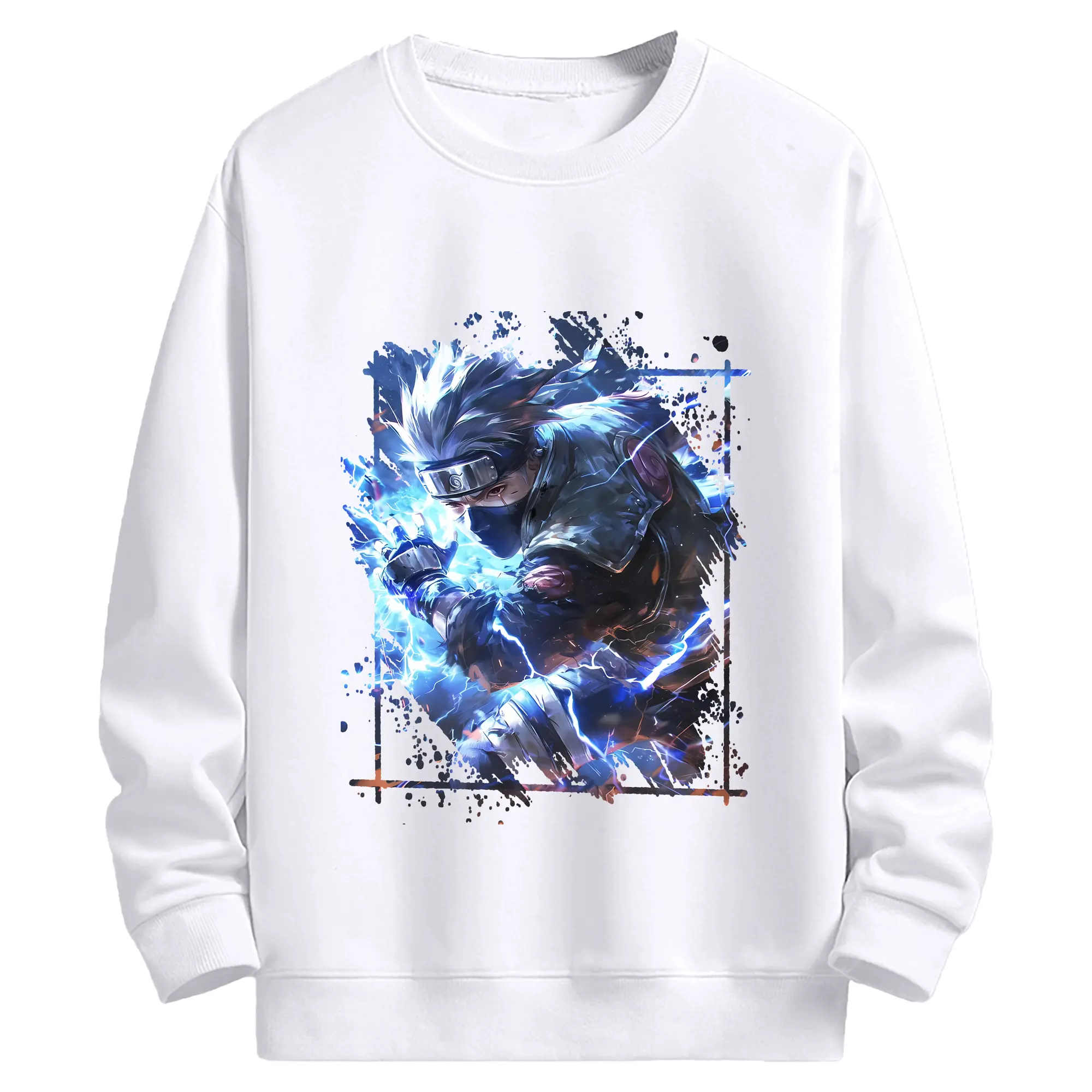 ナルト グッズ はたけ カカシ - 高品質 クルーネック スウェット ・ コットン59％ ポリエステル41％ ・ ユニセックス 長袖 トレーナー ・ カジュアル デイリー スポーツ 散歩用