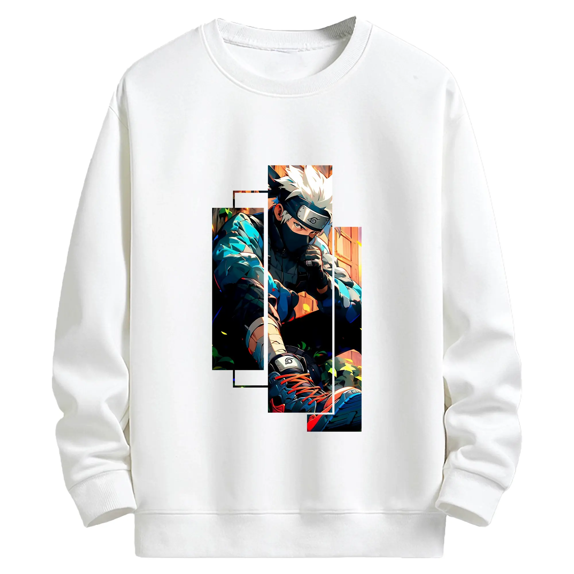 ナルト グッズ はたけ カカシ - キッズ クルーネックスウェットシャツ ・ フロントプリント ・ 綿80％ ポリエステル20％ ・ 快適 通学 スポーツ 日常使い お散歩用